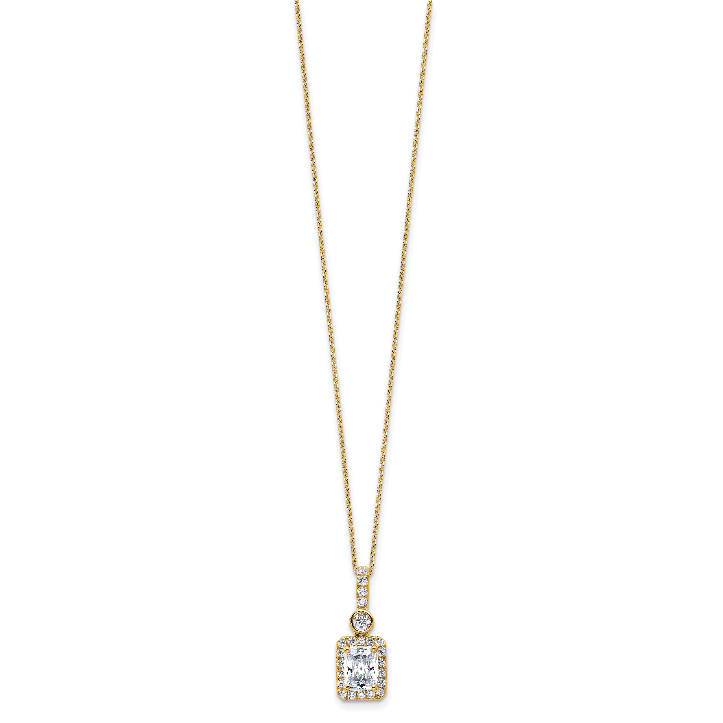 14k 2 carat Lab Grown Diamond VS+ F+ Radiant Complete 18 inch Halo Pendant Necklace