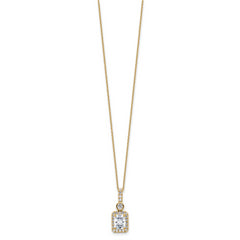 14k 2 carat Lab Grown Diamond VS+ F+ Radiant Complete 18 inch Halo Pendant Necklace