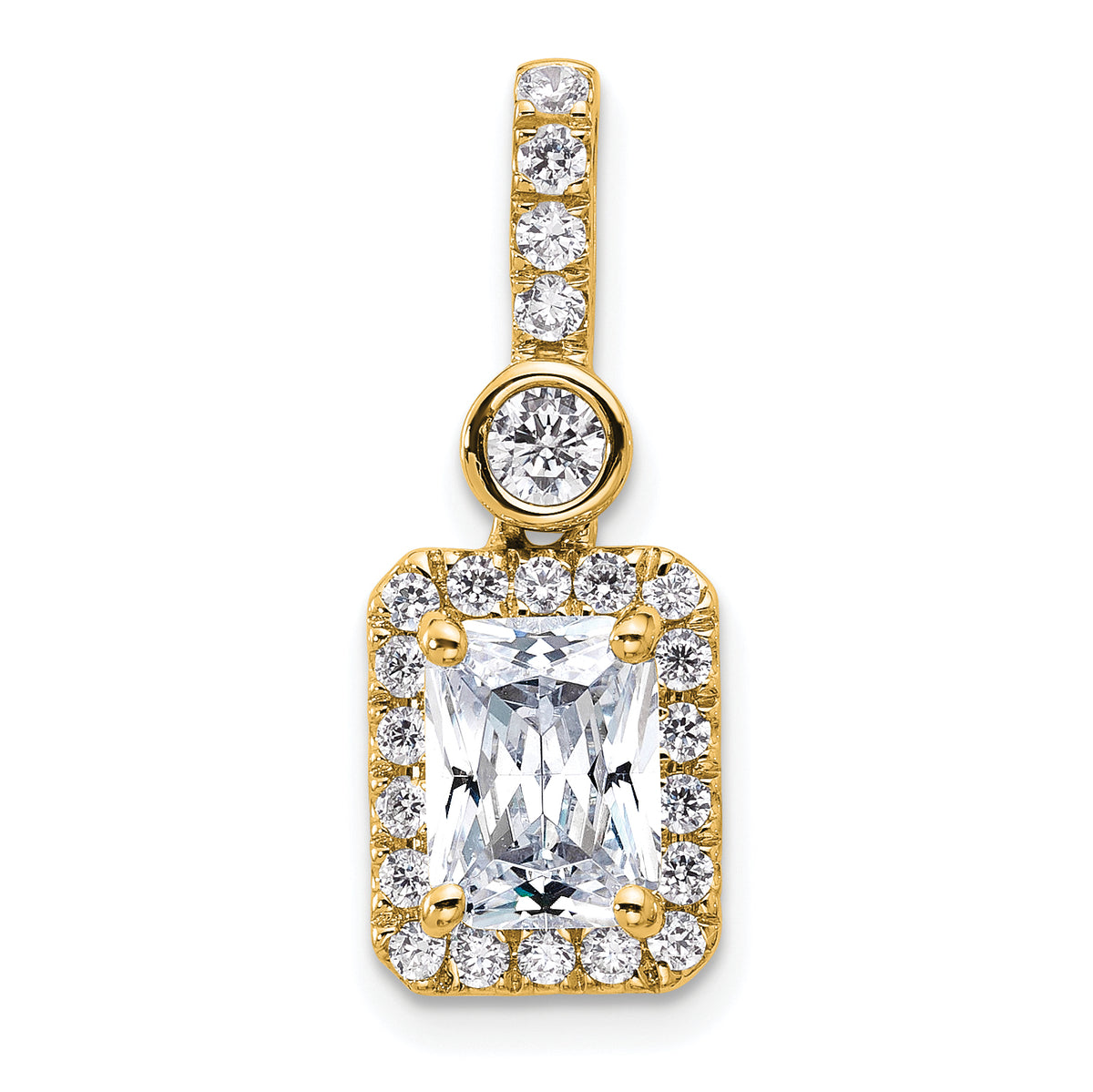 14k 2 carat Lab Grown Diamond VS/SI+ G+ Radiant Complete Halo Pendant