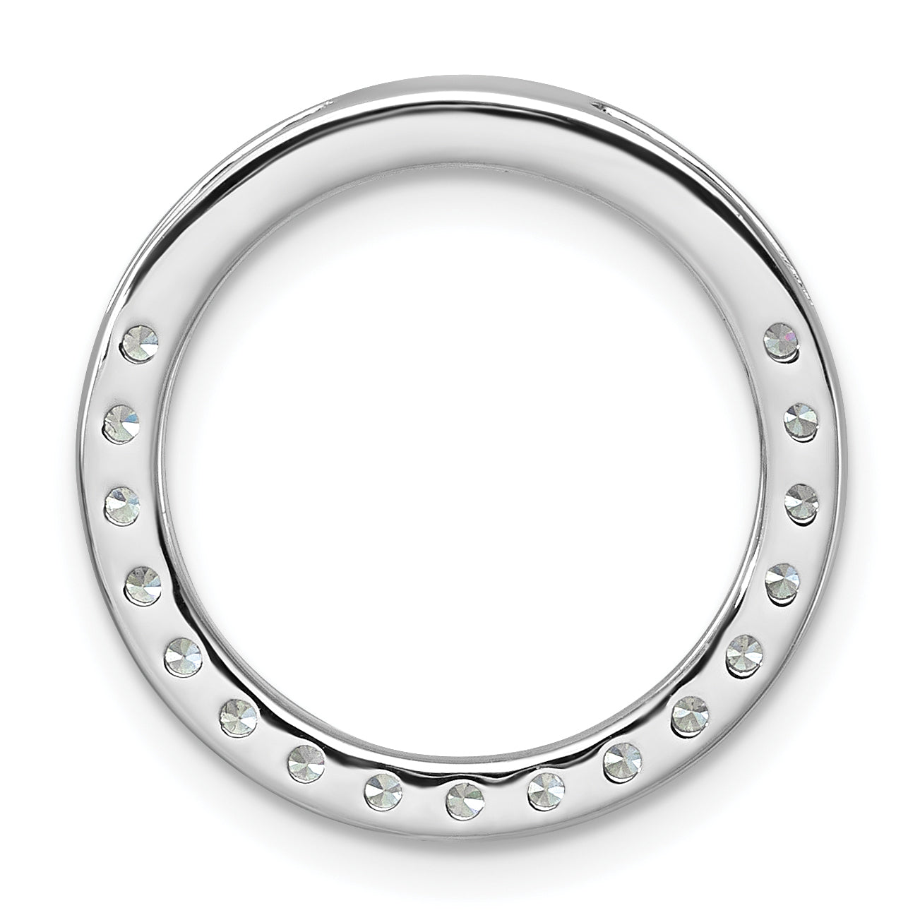 14k White Gold 1 carat Lab Grown Diamond VS+ F+ Complete Circle Chain Slide Pendant