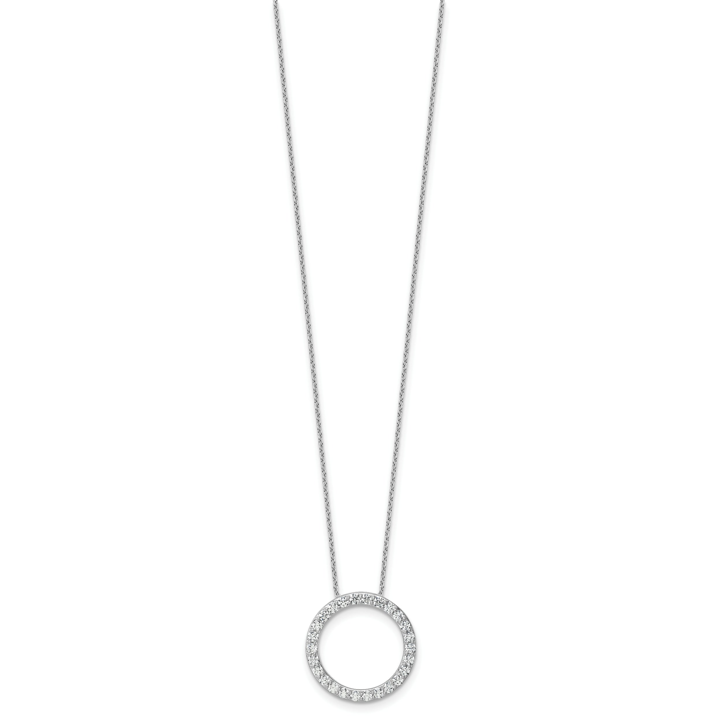 14k White Gold 1 carat Lab Grown Diamond VS+ F+ Complete 18 inch Circle Slide Necklace
