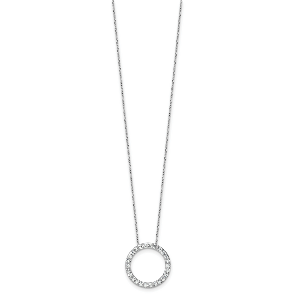 14k White Gold 1 carat Lab Grown Diamond VS+ F+ Complete 18 inch Circle Slide Necklace