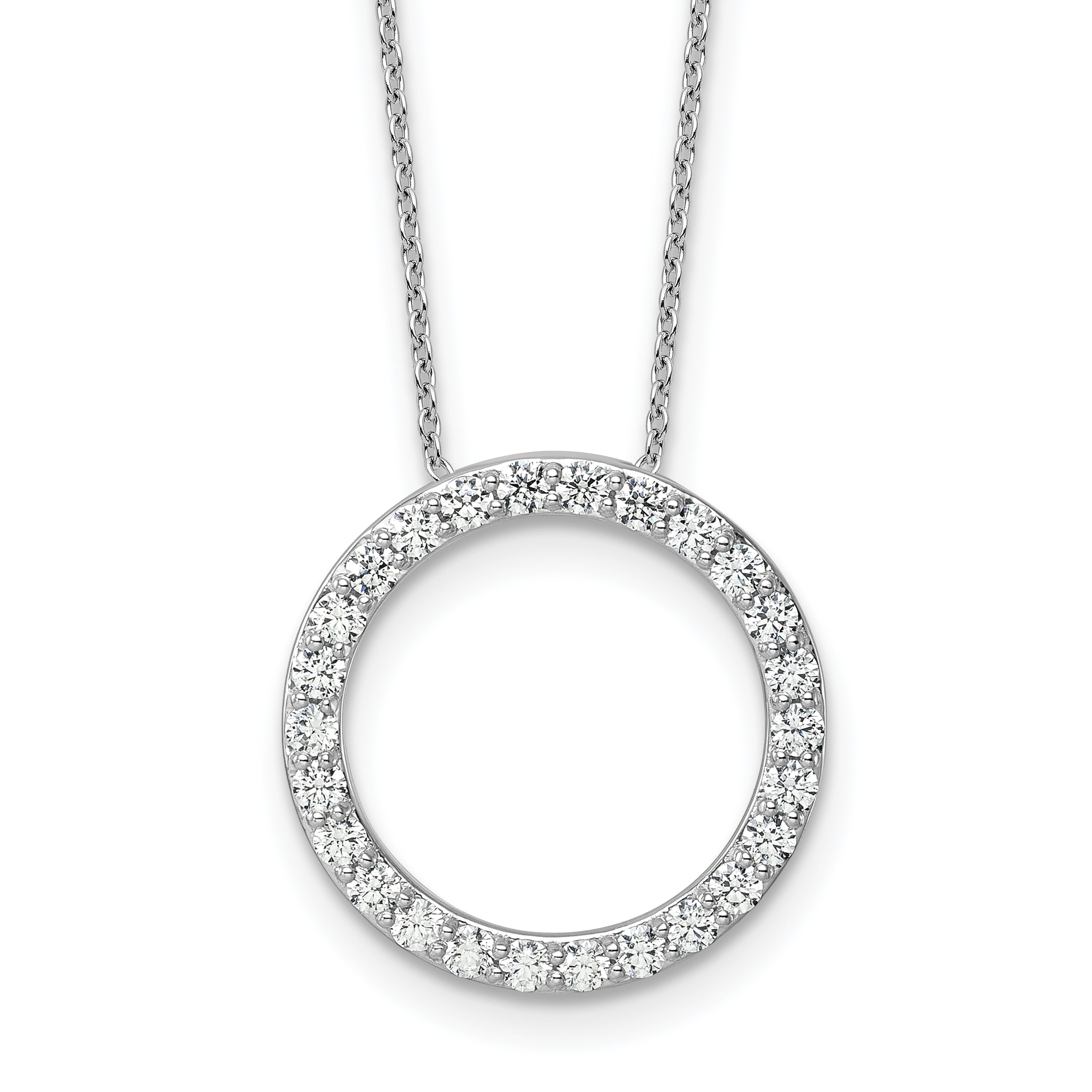 14k White Gold 1 carat Lab Grown Diamond VS+ F+ Complete 18 inch Circle Slide Necklace