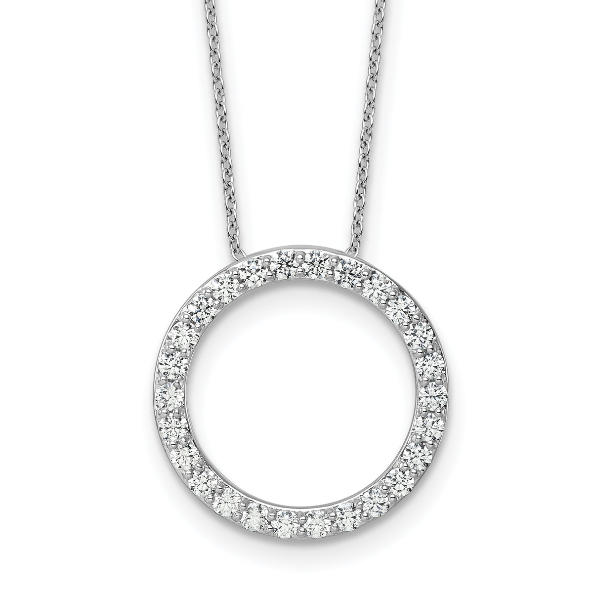 14k White Gold 1 carat Lab Grown Diamond VS+ F+ Complete 18 inch Circle Slide Necklace