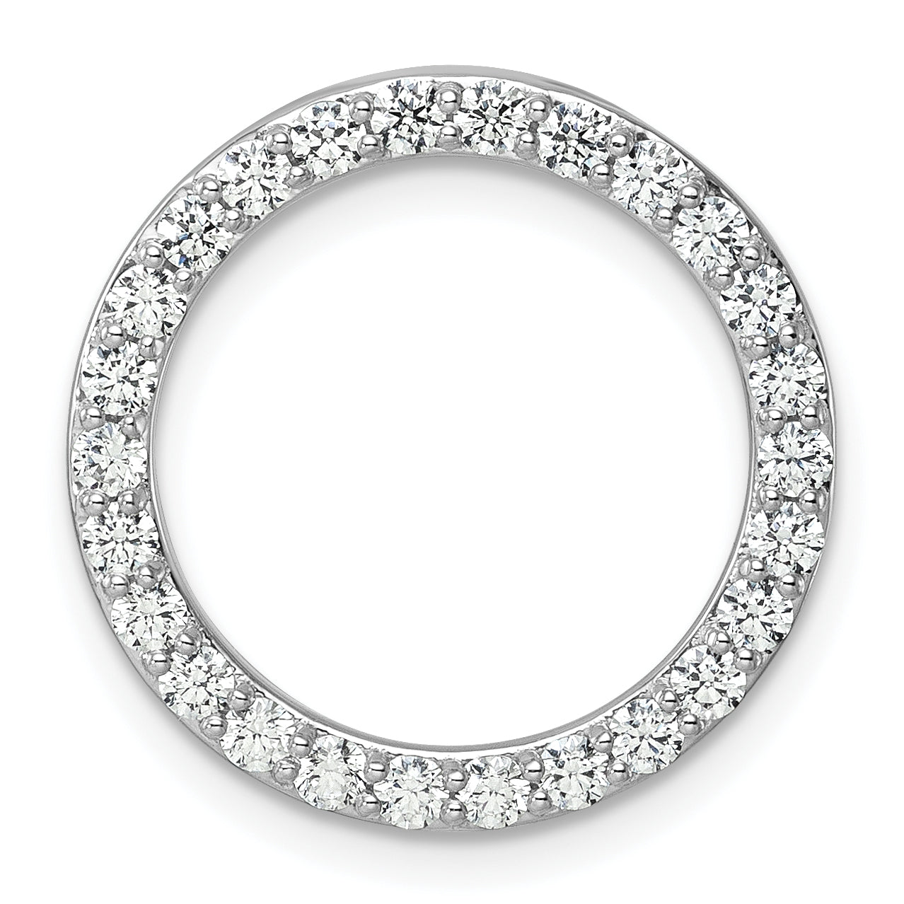 14k White Gold 1 carat Lab Grown Diamond VS+ F+ Complete Circle Chain Slide Pendant Main image