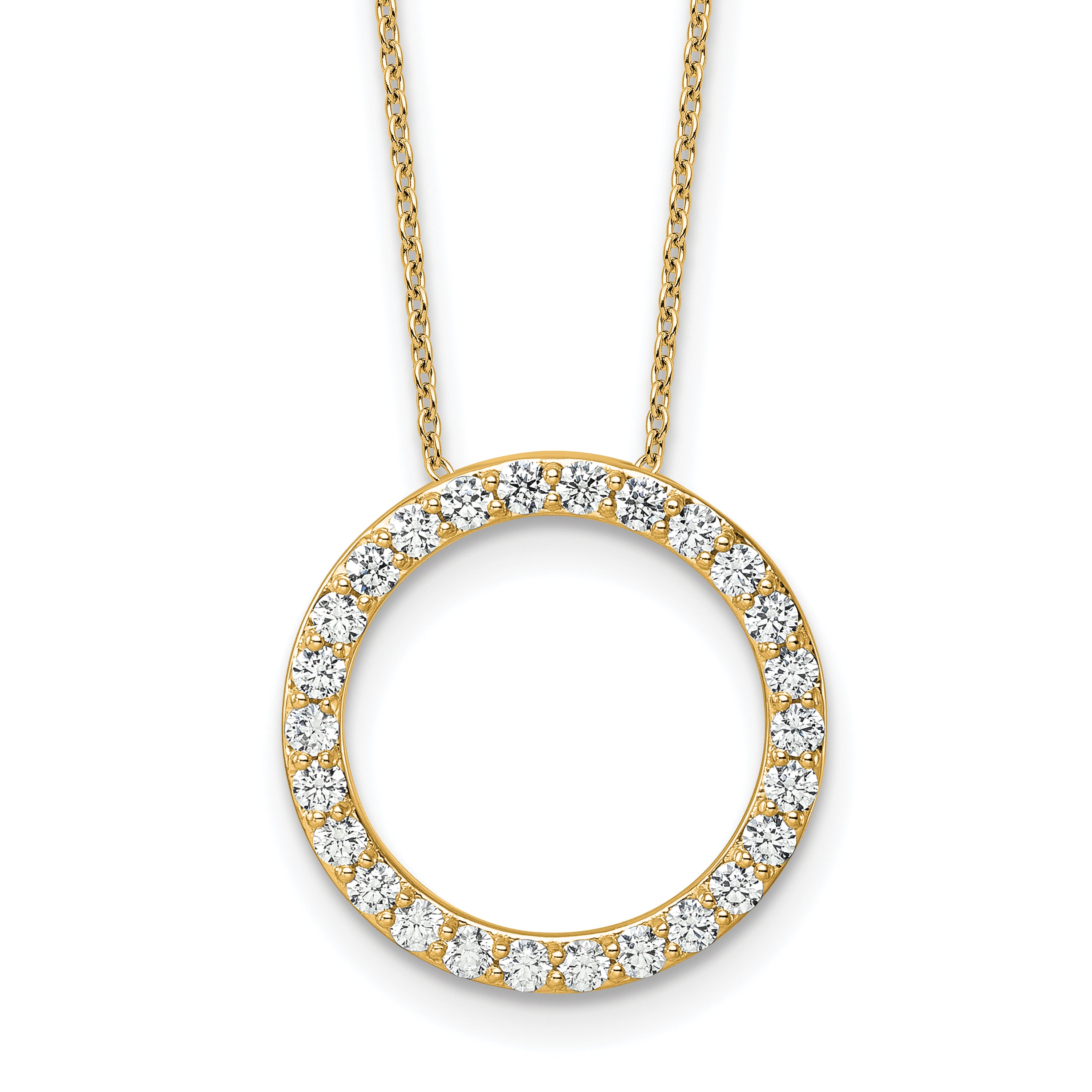 14k 1 carat Lab Grown Diamond VS/SI+ G+ Complete 18 inch Circle Slide Necklace