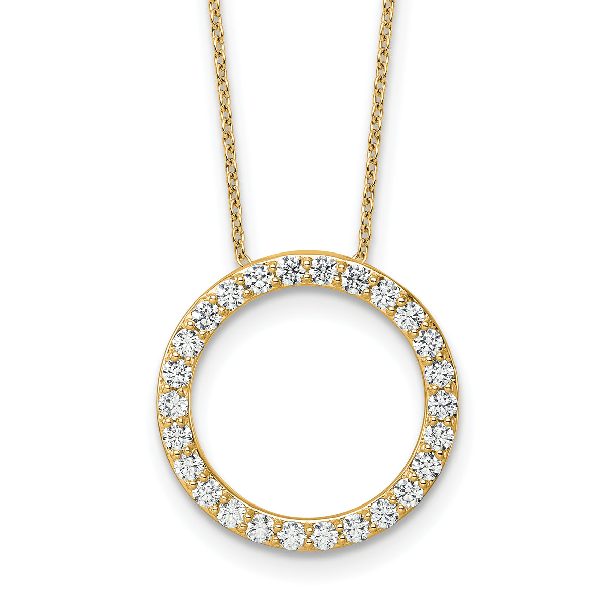 14k 1 carat Lab Grown Diamond VS+ F+ Complete 18 inch Circle Slide Necklace