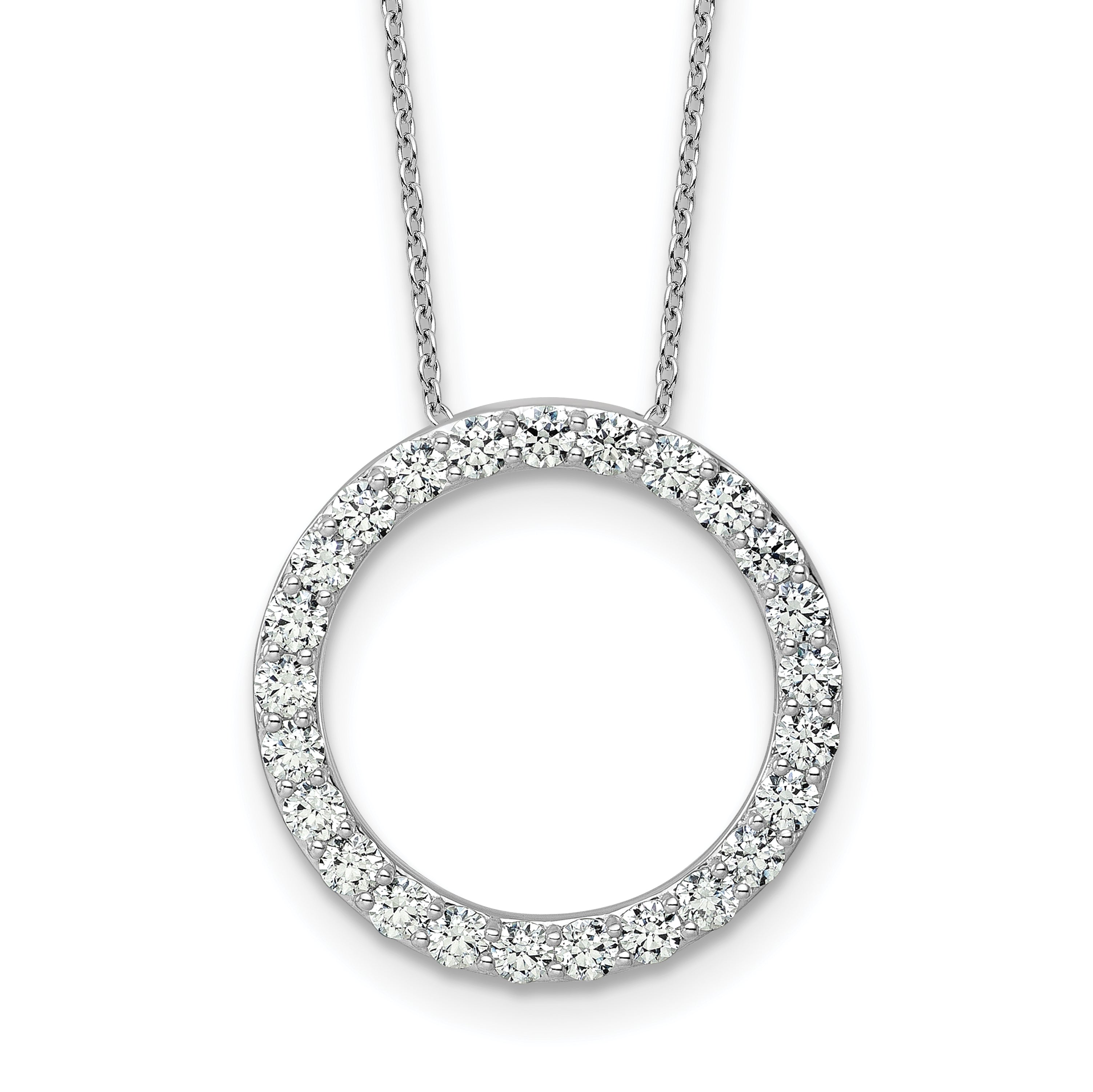 14k White Gold 1 1/2 carat Lab Grown Diamond VS/SI+ G+ Complete 18 inch Circle Slide Necklace