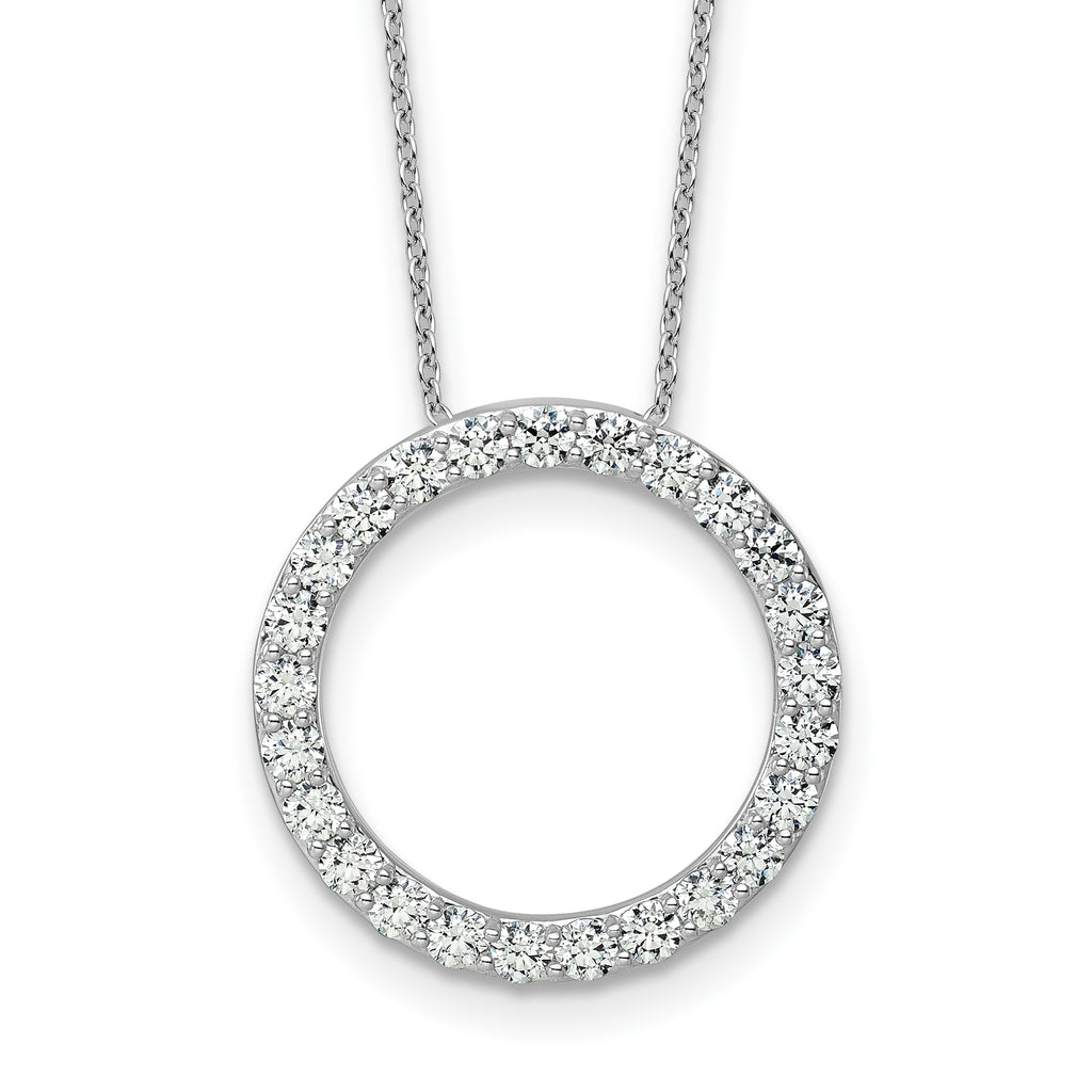 14k White Gold 1 1/2 carat Lab Grown Diamond VS/SI+ G+ Complete 18 inch Circle Slide Necklace