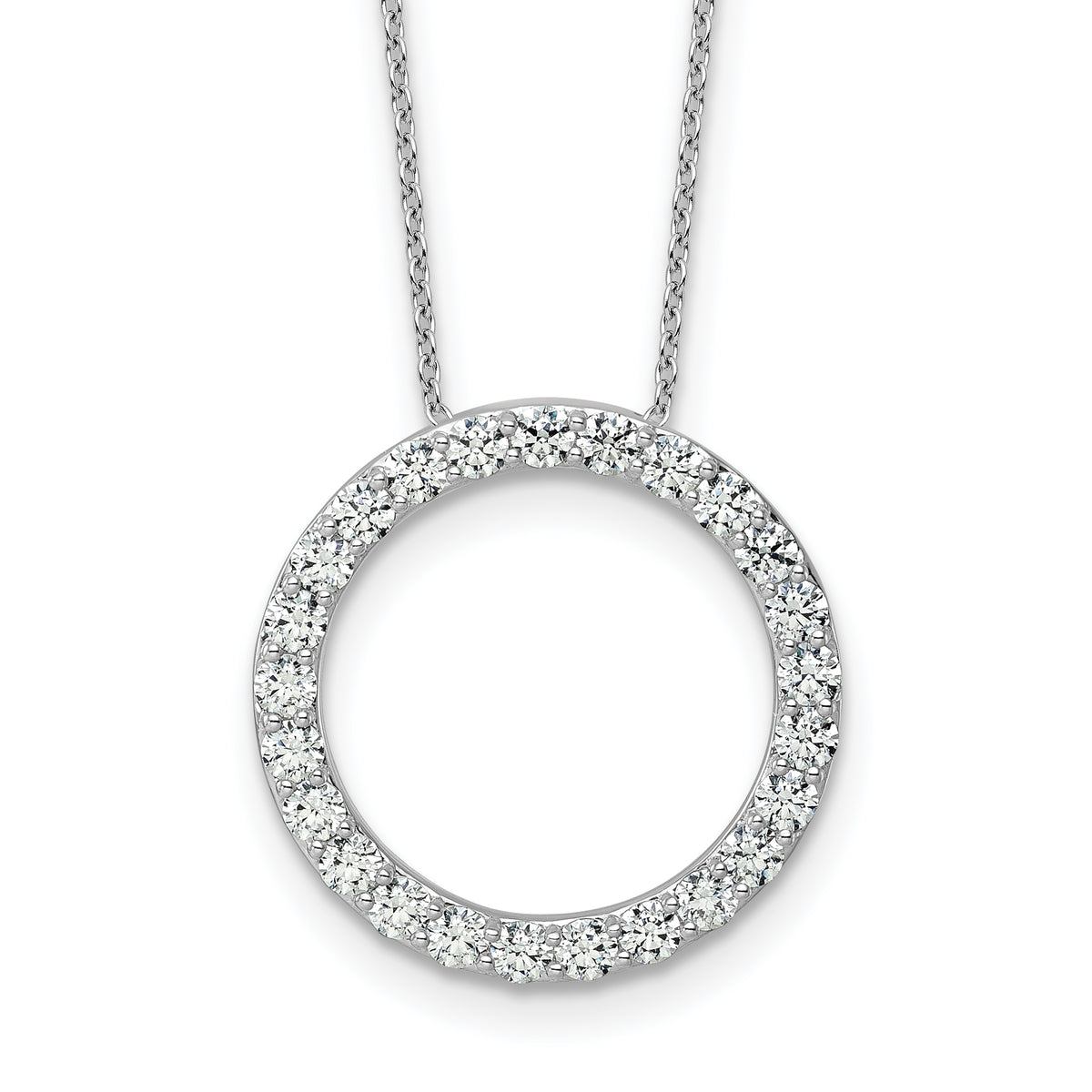 14k White Gold 1 1/2 carat Lab Grown Diamond VS/SI+ G+ Complete 18 inch Circle Slide Necklace