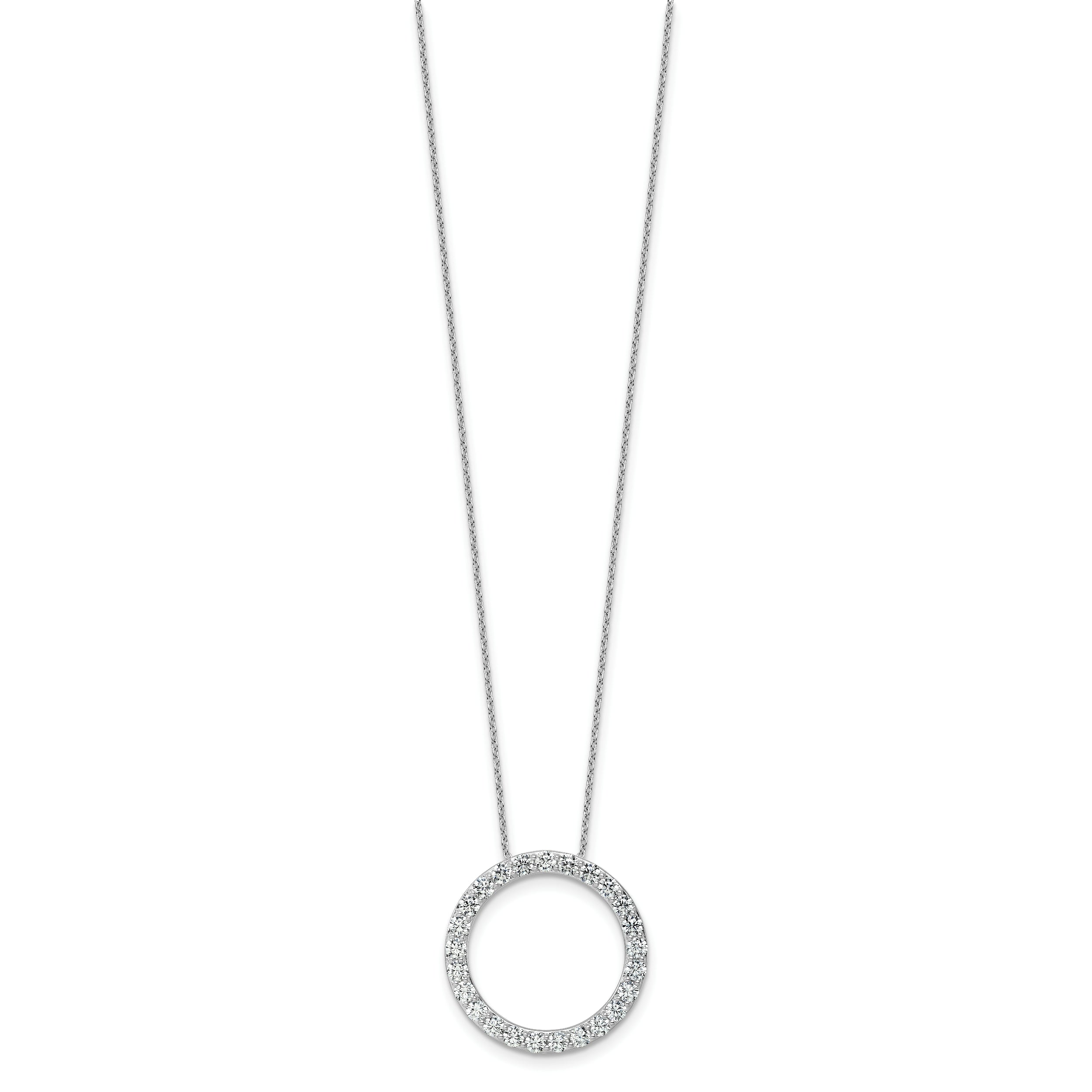 14k White Gold 2 carat Lab Grown Diamond VS+ F+ Complete 18 inch Circle Slide Necklace