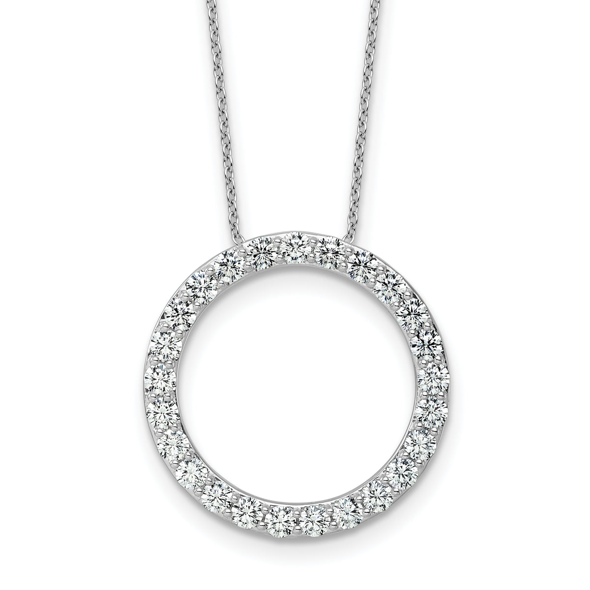 14k White Gold 2 carat Lab Grown Diamond VS+ F+ Complete 18 inch Circle Slide Necklace