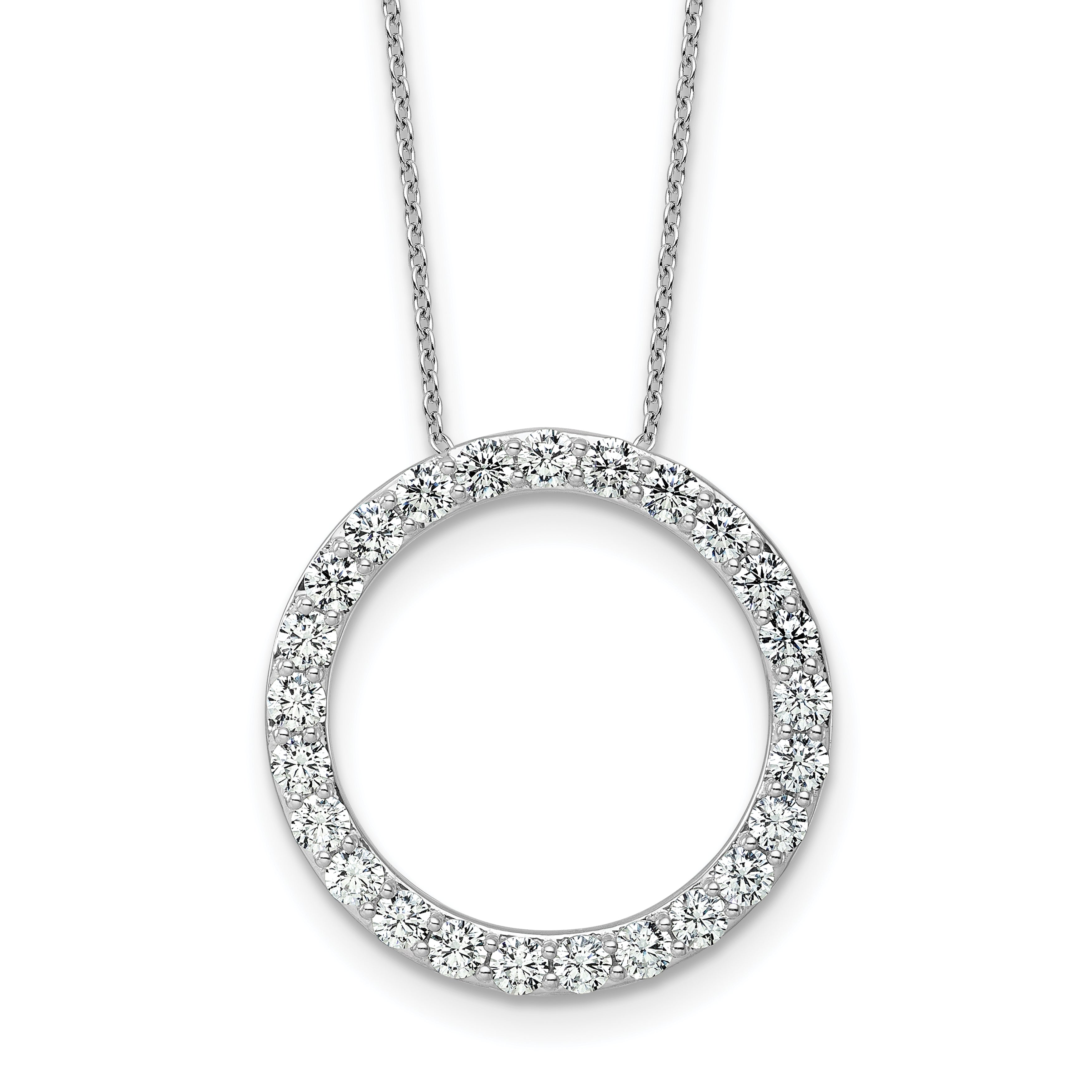 14k White Gold 2 carat Lab Grown Diamond VS/SI+ G+ Complete 18 inch Circle Slide Necklace