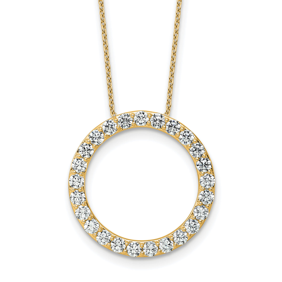 14k 2 carat Lab Grown Diamond VS+ F+ Complete 18 inch Circle Slide Necklace