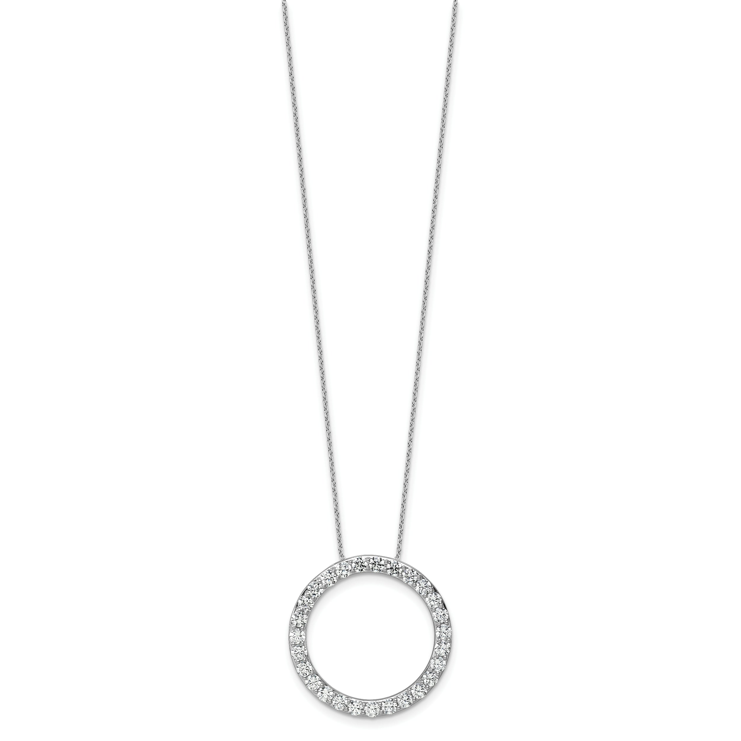 14k White Gold 3 carat Lab Grown Diamond VS+ F+ Complete 18 inch Circle Slide Necklace