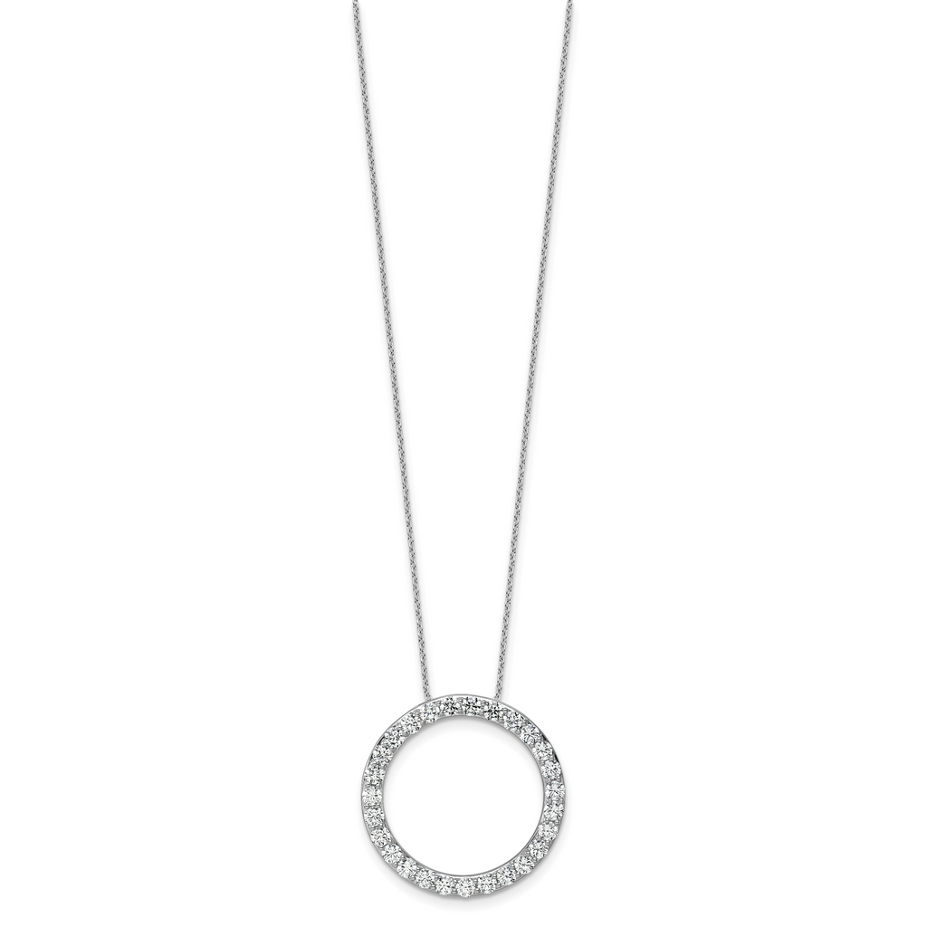 14k White Gold 3 carat Lab Grown Diamond VS+ F+ Complete 18 inch Circle Slide Necklace