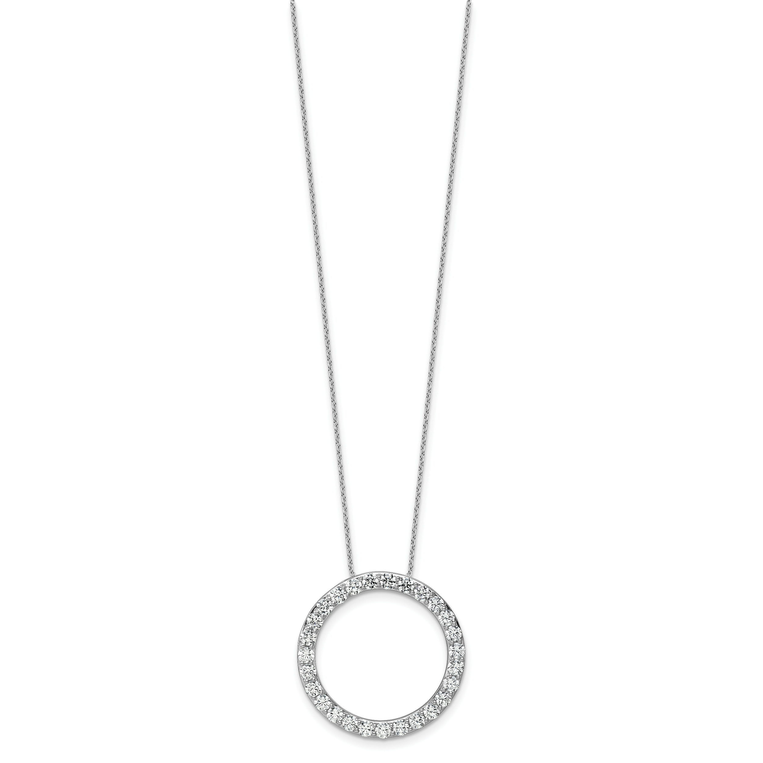 14k White Gold 3 carat Lab Grown Diamond VS+ F+ Complete 18 inch Circle Slide Necklace