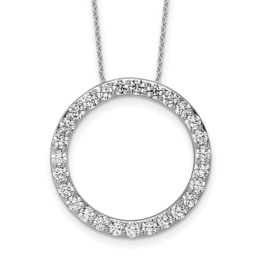 14k White Gold 3 carat Lab Grown Diamond VS/SI+ G+ Complete 18 inch Circle Slide Necklace