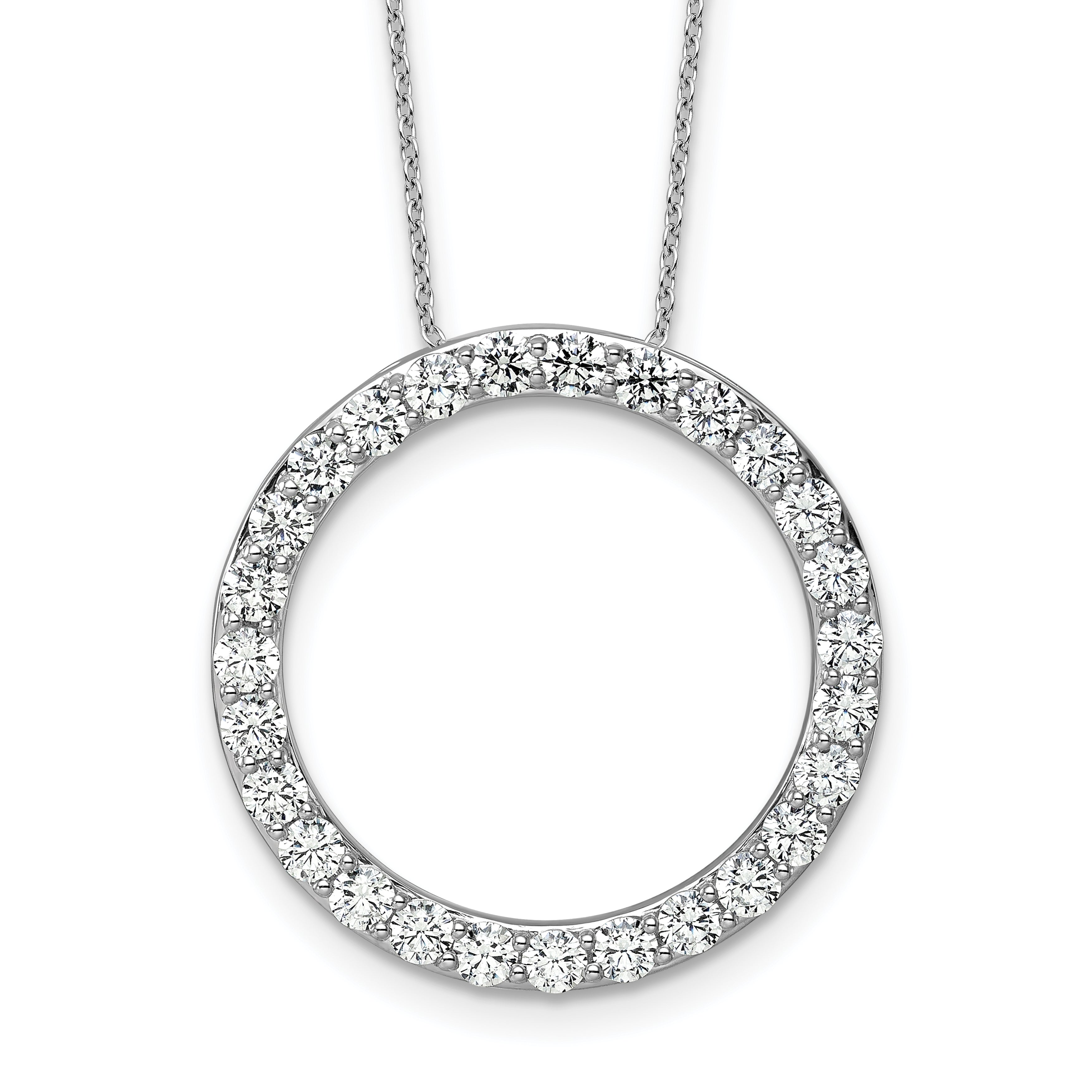 14k White Gold 3 carat Lab Grown Diamond VS/SI+ G+ Complete 18 inch Circle Slide Necklace