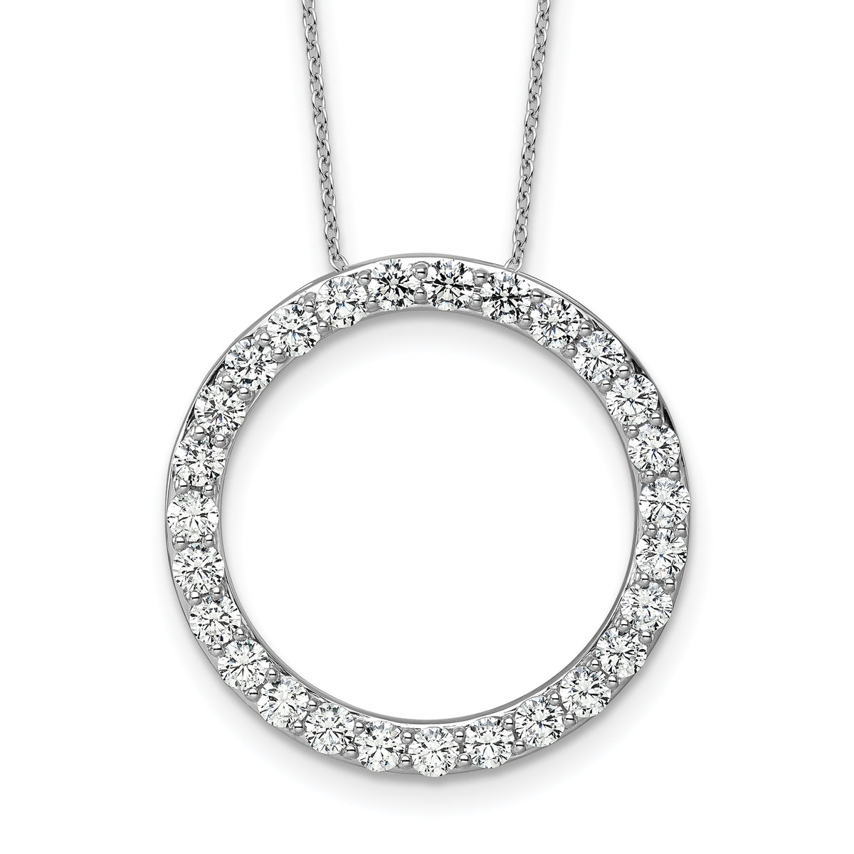 14k White Gold 3 carat Lab Grown Diamond VS+ F+ Complete 18 inch Circle Slide Necklace