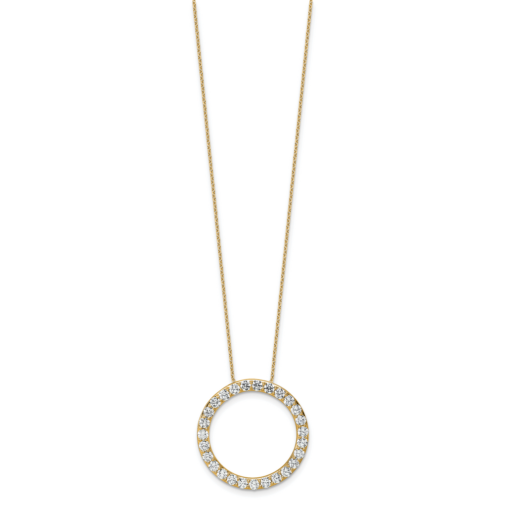 14k 3 carat Lab Grown Diamond VS/SI+ G+ Complete 18 inch Circle Slide Necklace