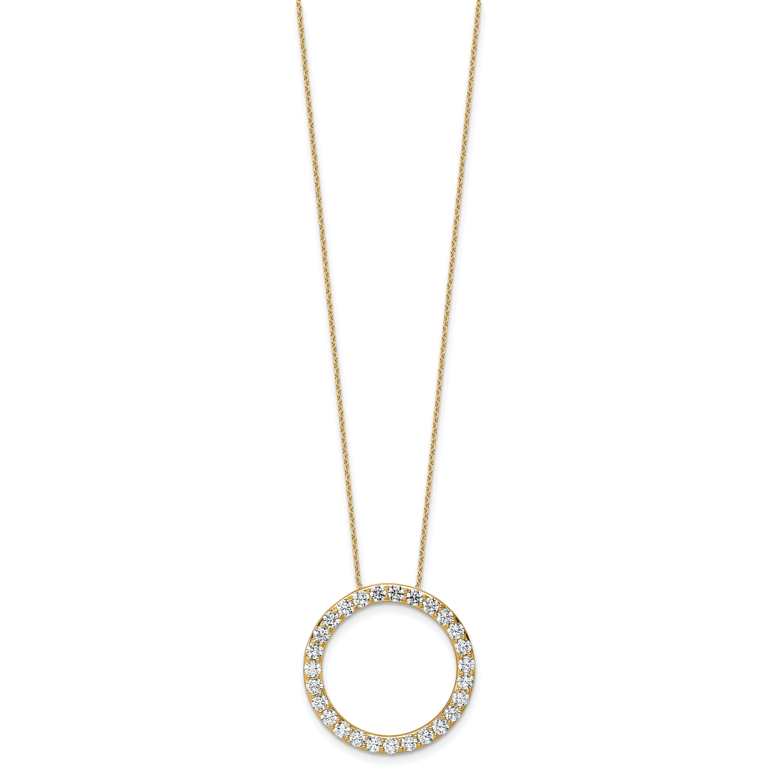 14k 3 carat Lab Grown Diamond VS/SI+ G+ Complete 18 inch Circle Slide Necklace