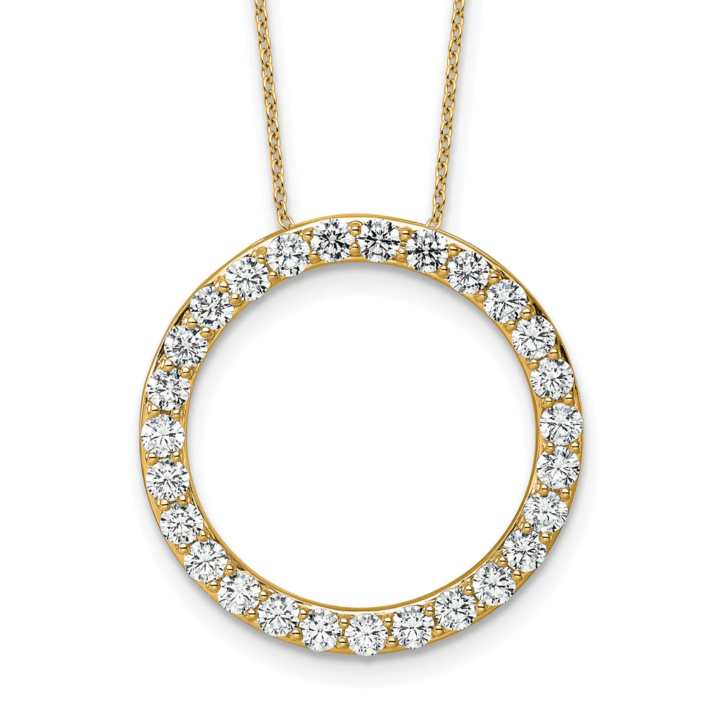 14k 3 carat Lab Grown Diamond VS+ F+ Complete 18 inch Circle Slide Necklace