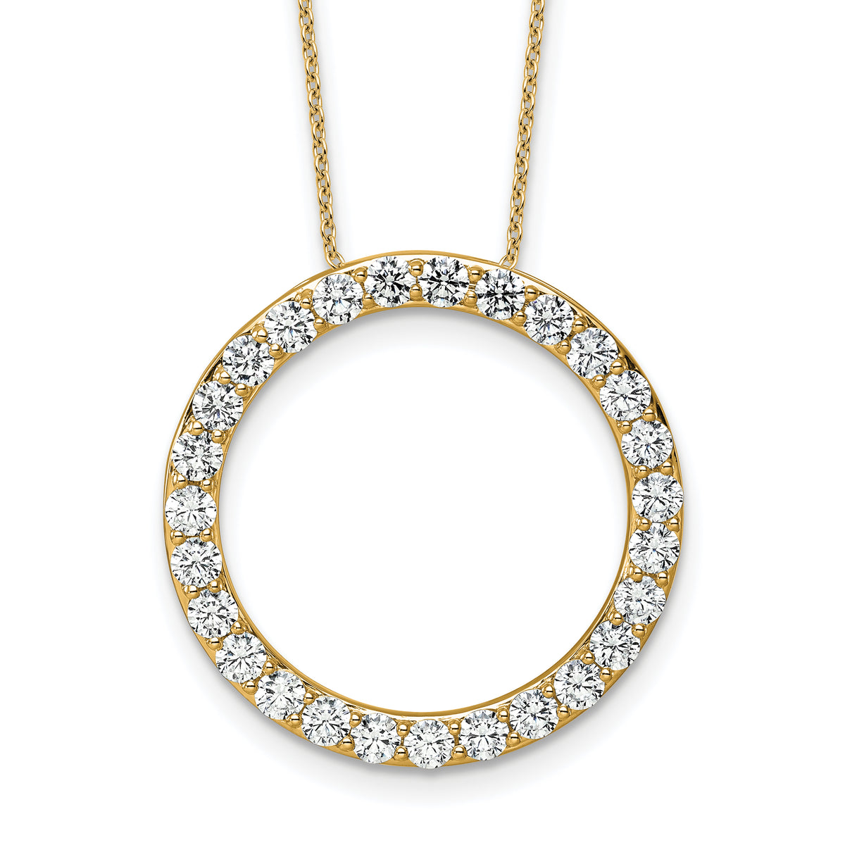14k 3 carat Lab Grown Diamond VS+ F+ Complete 18 inch Circle Slide Necklace