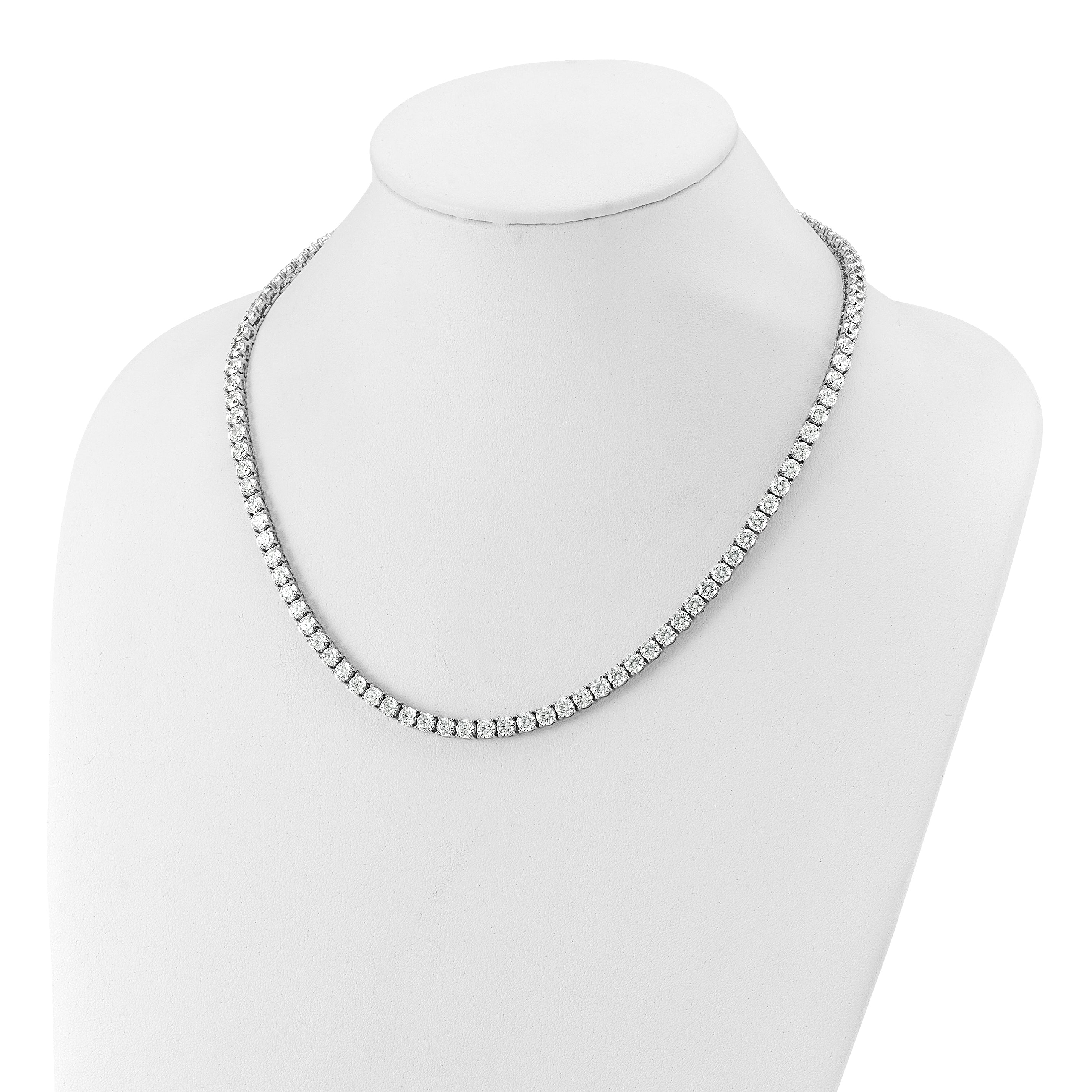 14k White Gold 38 carat Lab Grown Diamond VS+ F+ Complete Round 20 inch Straight Tennis Necklace