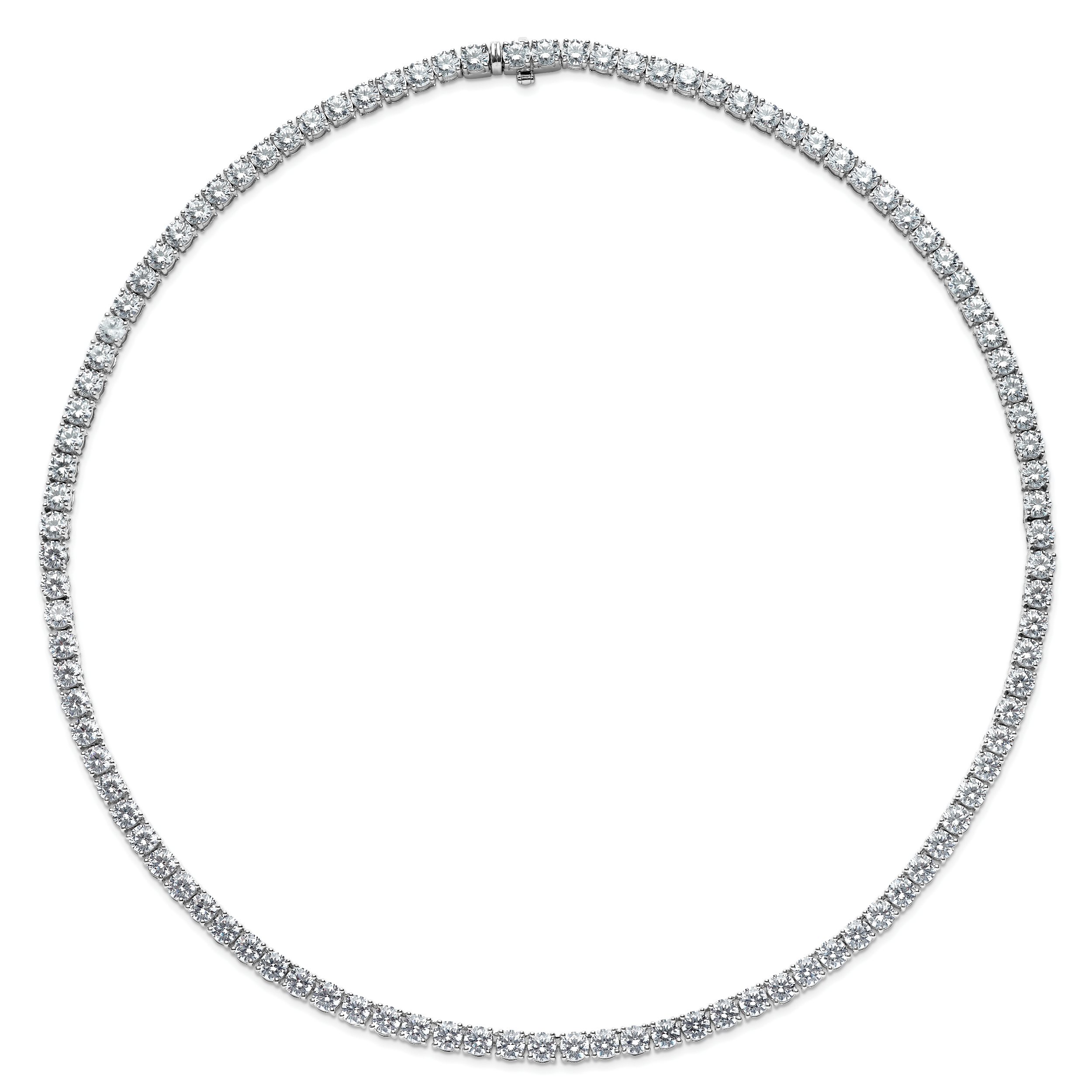 14k White Gold 27 1/4 carat Lab Grown Diamond VS/SI+ G+ Complete Round 18 inch Straight Tennis Necklace