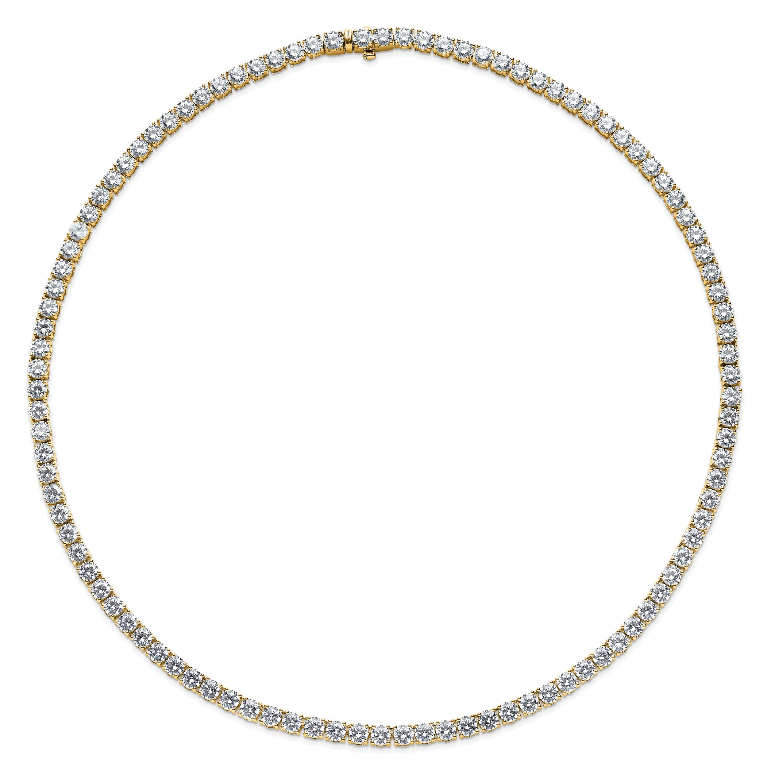 14k 23 3/8 carat Lab Grown Diamond VS+ F+ Complete Round 18 inch Straight Tennis Necklace