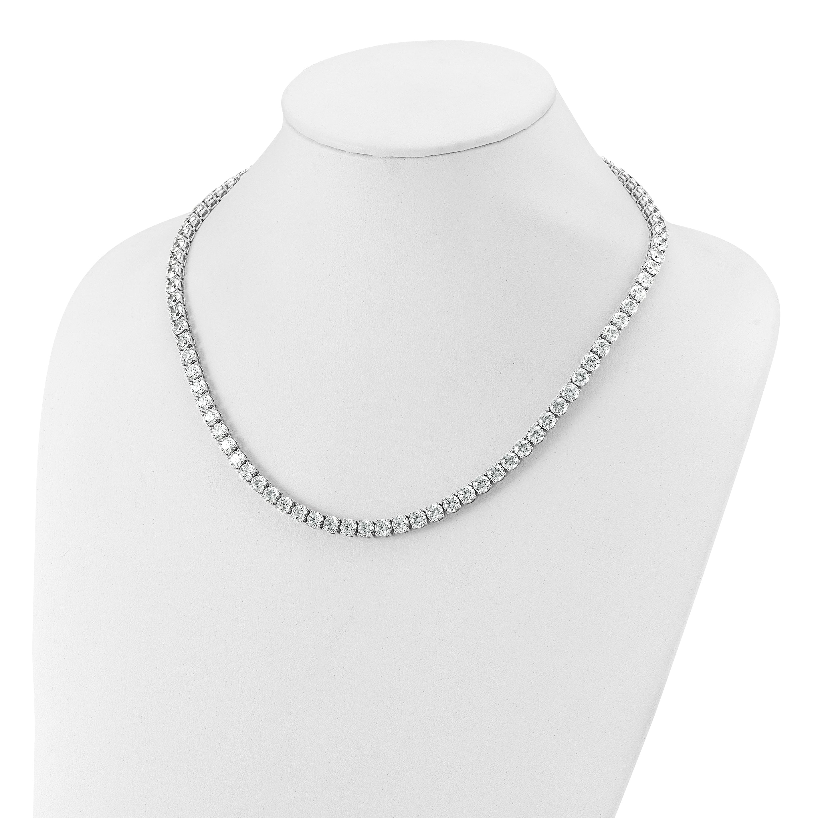 14k White Gold 67 carat Lab Grown Diamond VS/SI+ G+ Complete Round 18 inch Straight Tennis Necklace