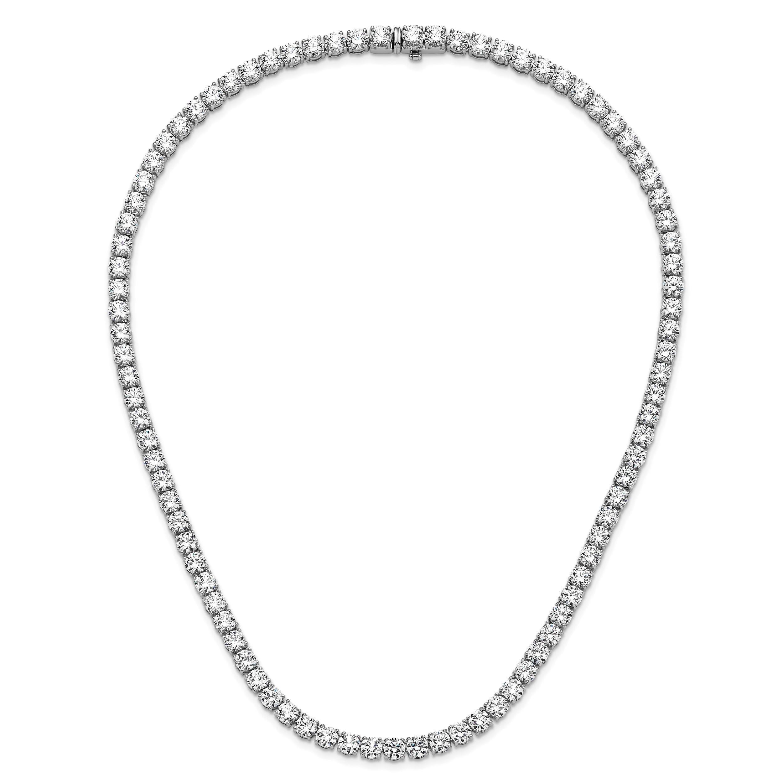 14k White Gold 68 1/4 carat Lab Grown Diamond VS/SI+ G+ Complete Round 22 inch Straight Tennis Necklace