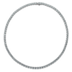 14k White Gold 67 carat Lab Grown Diamond VS+ F+ Complete Round 18 inch Straight Tennis Necklace