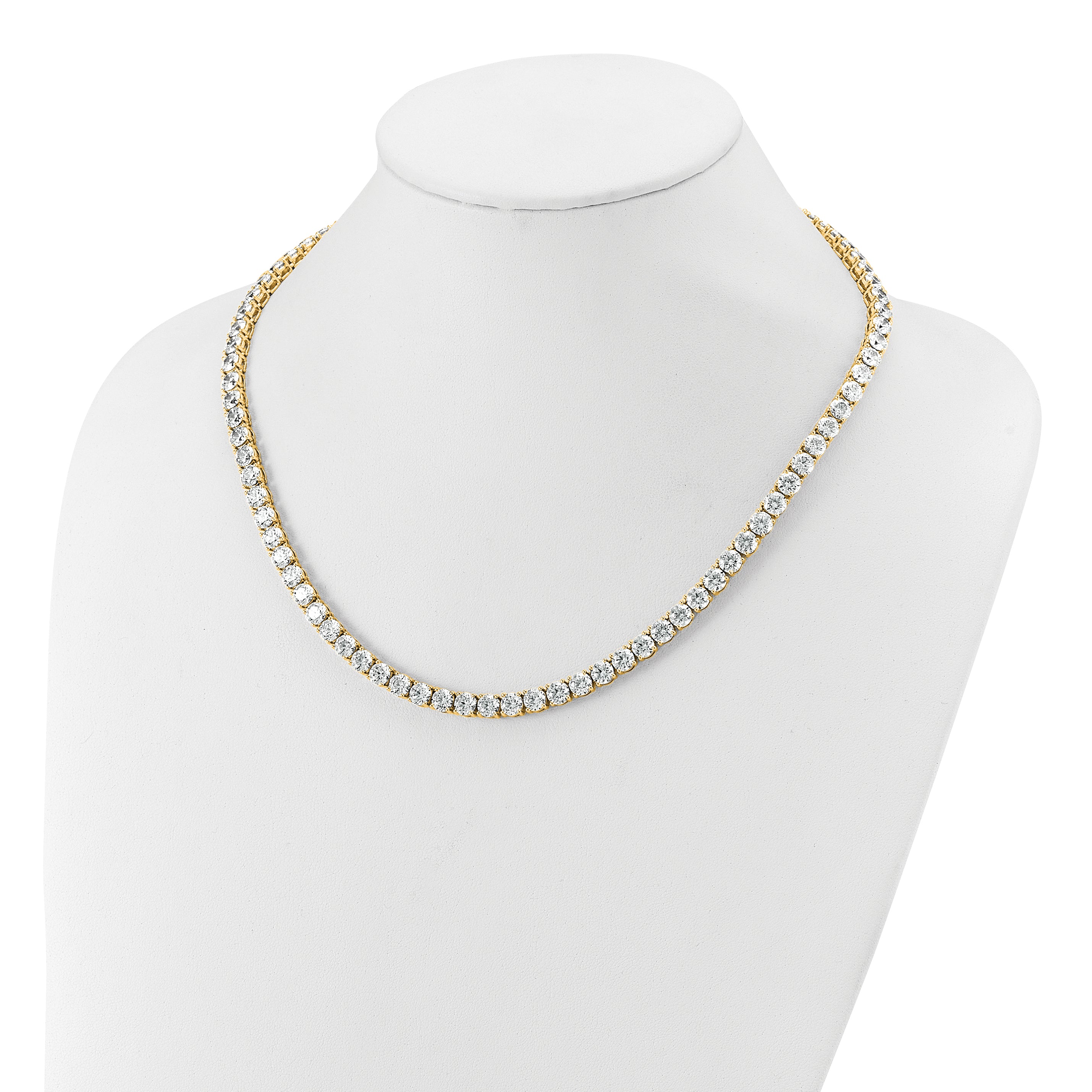 14k 56 1/4 carat Lab Grown Diamond VS/SI+ G+ Complete Round 18 inch Straight Tennis Necklace