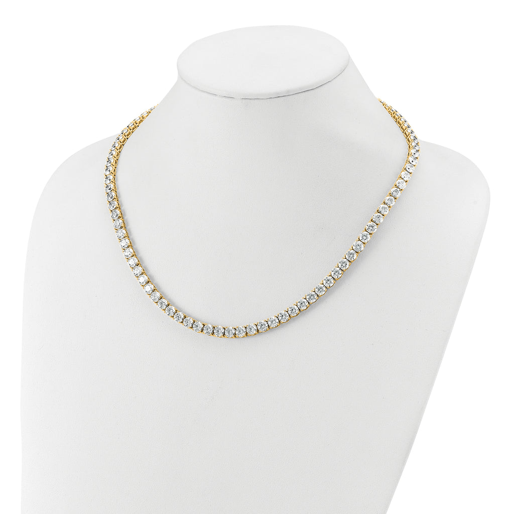 14k 68 1/4 carat Lab Grown Diamond VS+ F+ Complete Round 22 inch Straight Tennis Necklace
