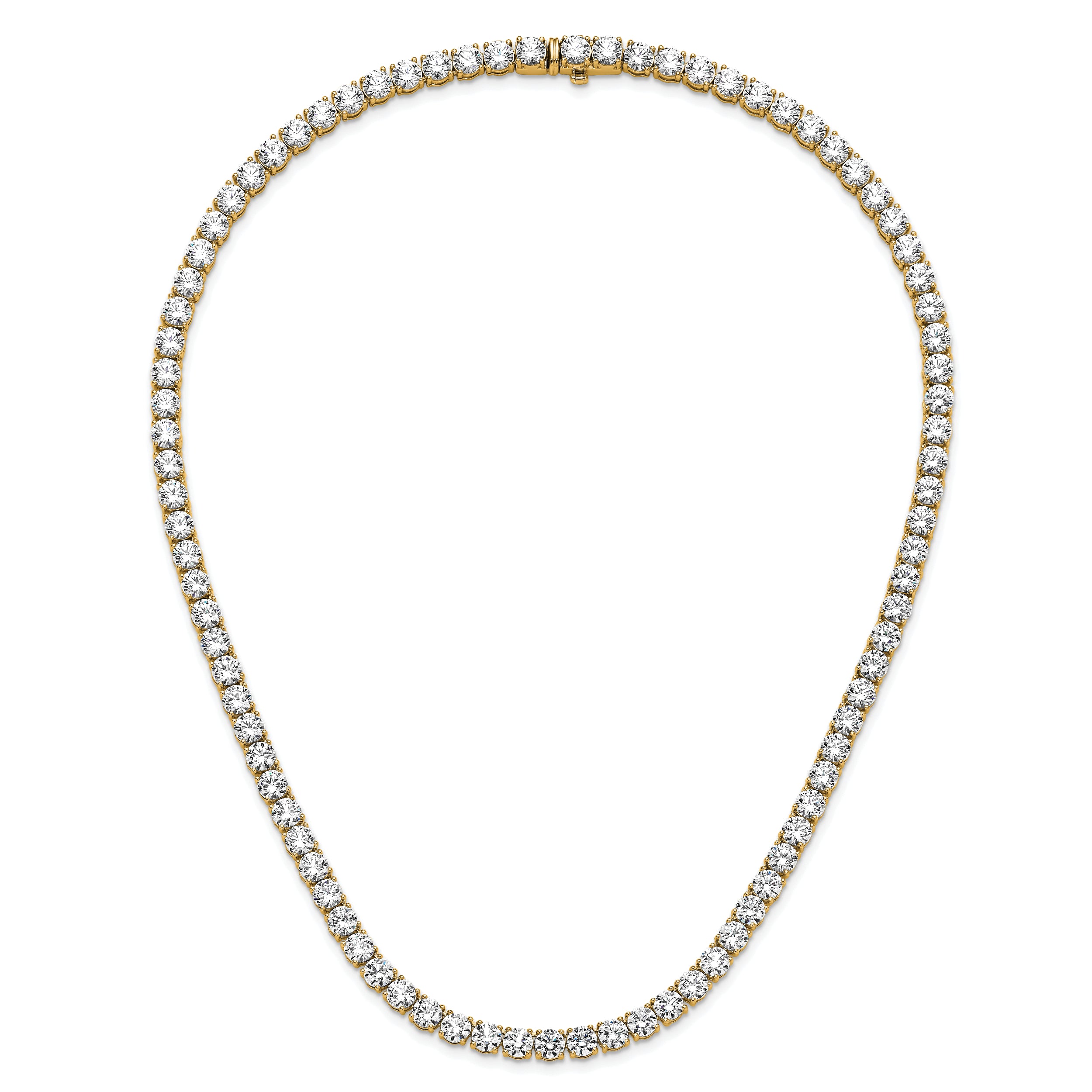 14k 56 1/4 carat Lab Grown Diamond VS/SI+ G+ Complete Round 18 inch Straight Tennis Necklace