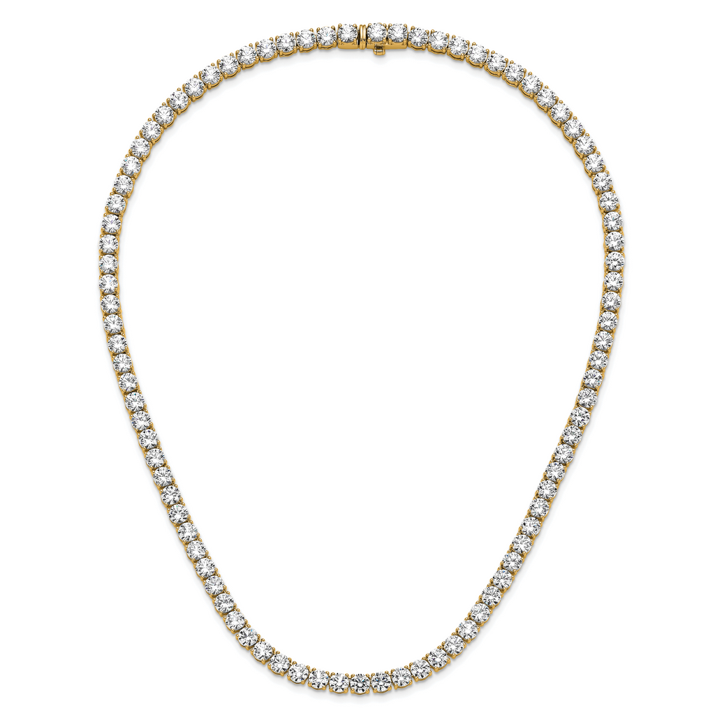 14k 53 7/8 carat Lab Grown Diamond VS+ F+ Complete Round 22 inch Straight Tennis Necklace