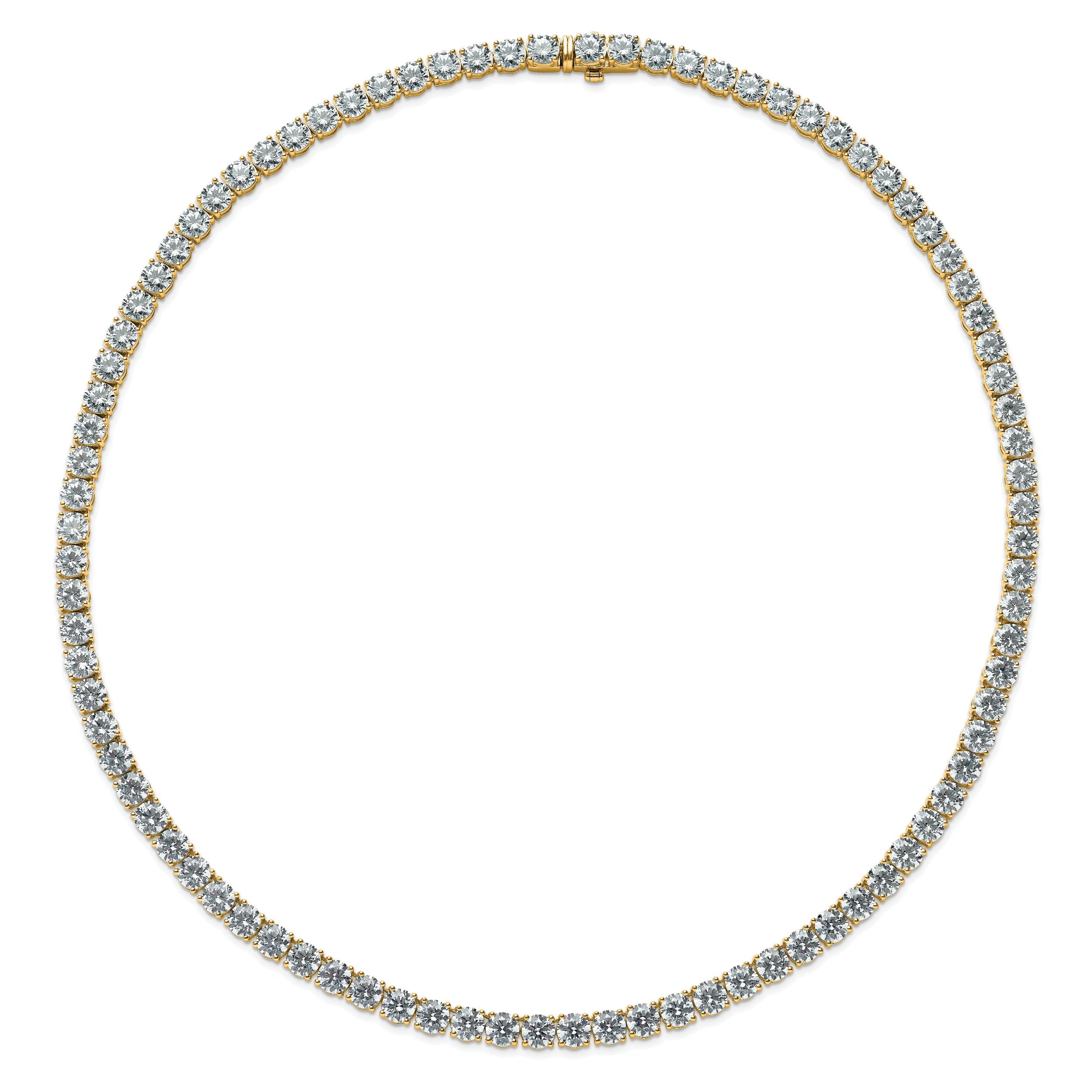 14k 68 1/4 carat Lab Grown Diamond VS+ F+ Complete Round 22 inch Straight Tennis Necklace