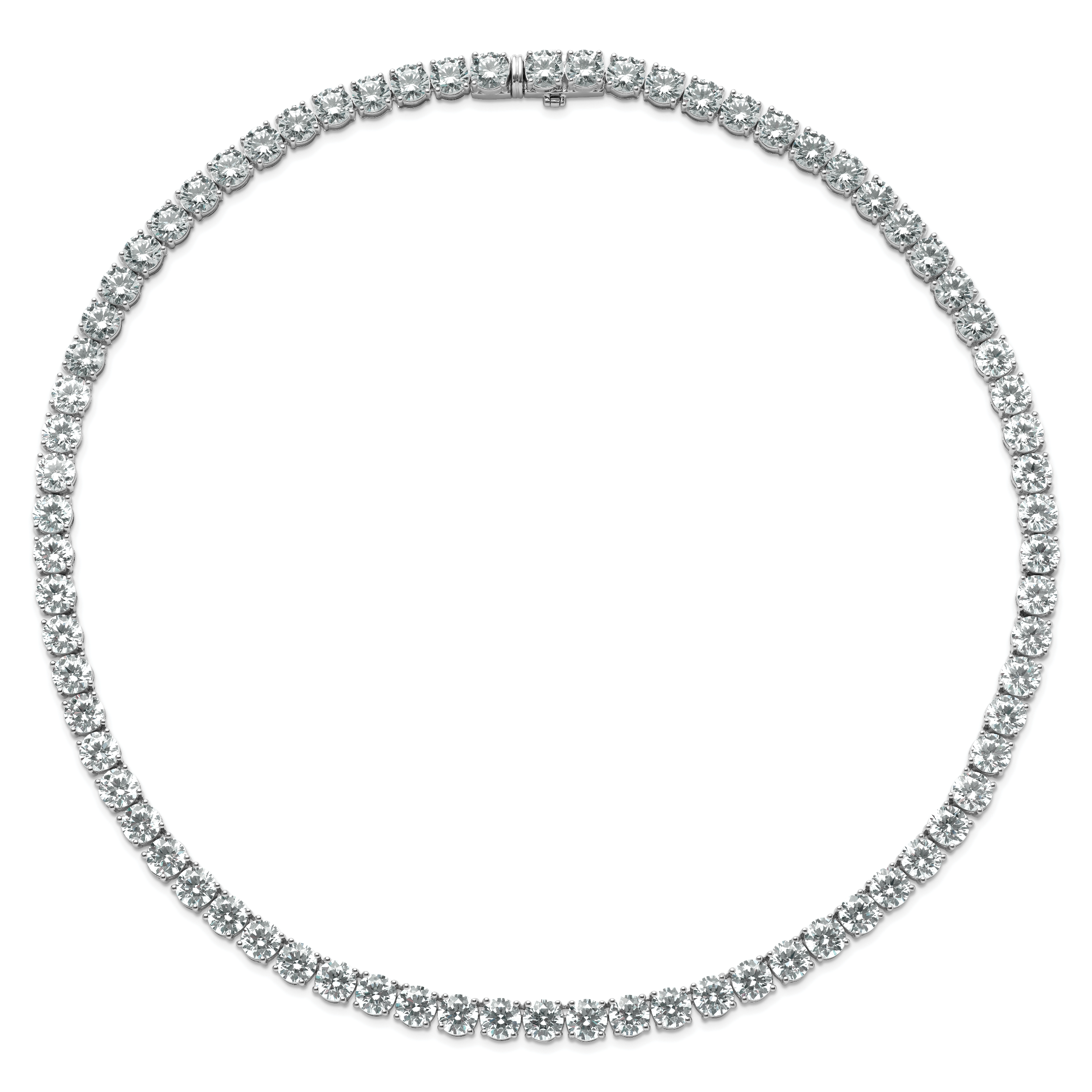 14k White Gold 74 carat Lab Grown Diamond VS/SI+ G+ Complete Round 20 inch Straight Tennis Necklace