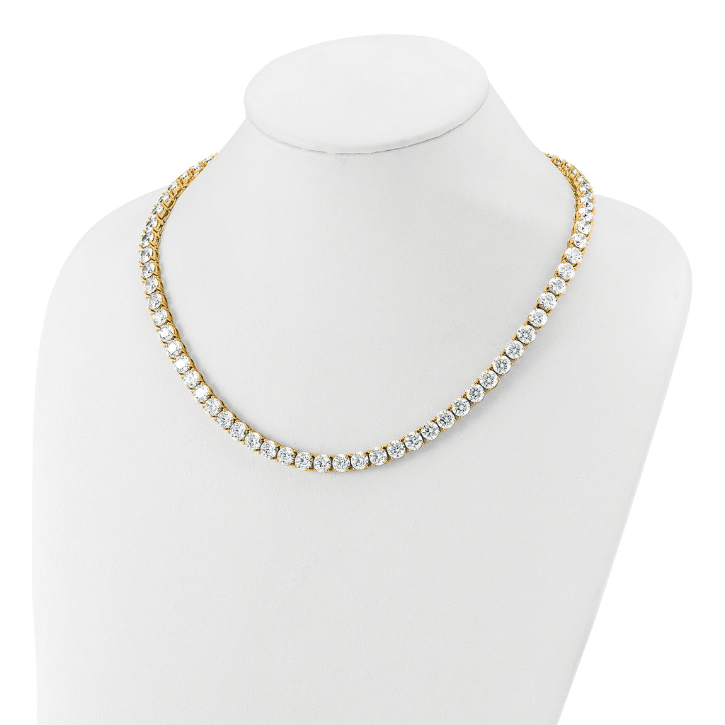14k 74 carat Lab Grown Diamond VS+ F+ Complete Round 20 inch Straight Tennis Necklace