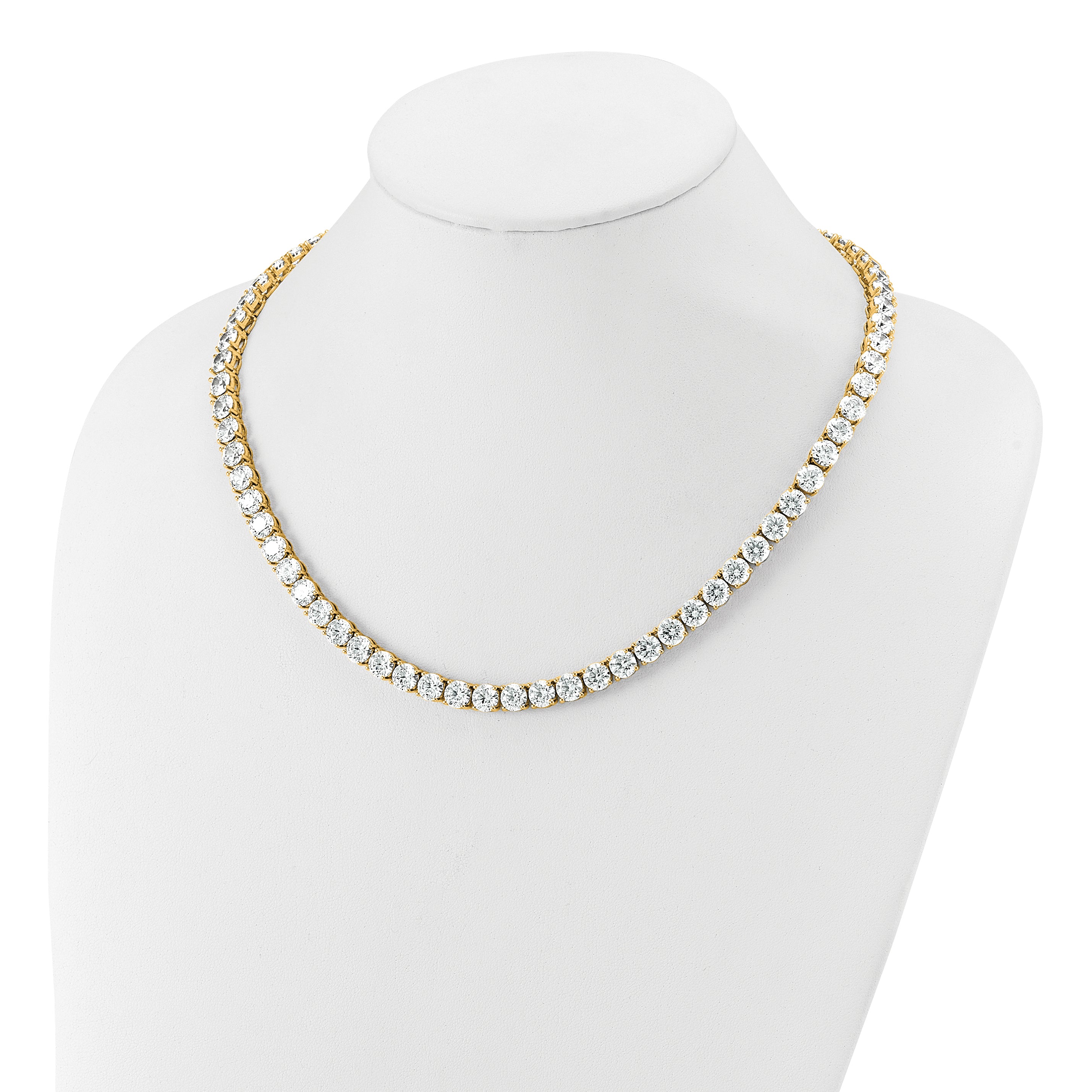 14k 74 carat Lab Grown Diamond VS+ F+ Complete Round 20 inch Straight Tennis Necklace