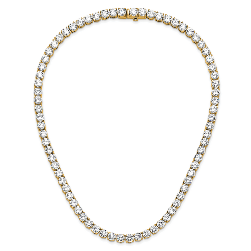 14k 83 carat Lab Grown Diamond VS+ F+ Complete Round 22 inch Straight Tennis Necklace