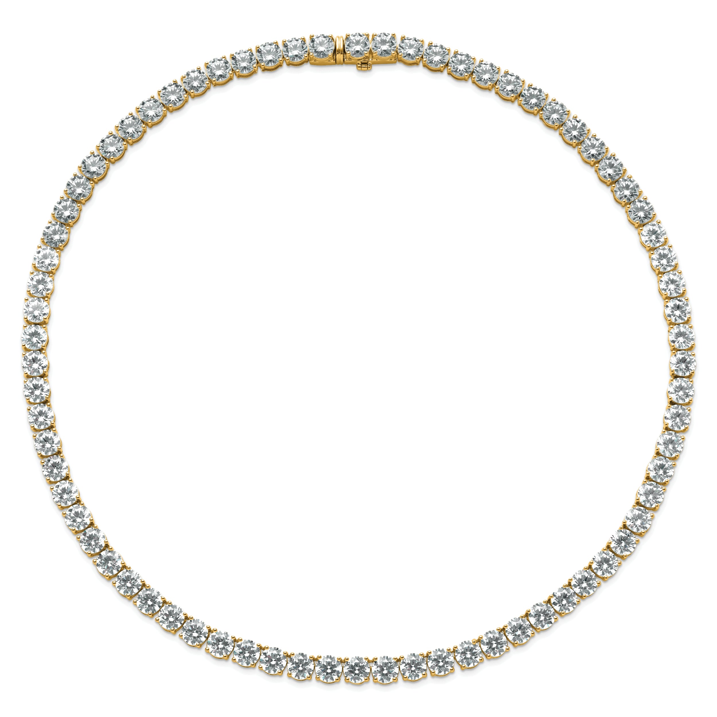 14k 83 carat Lab Grown Diamond VS+ F+ Complete Round 22 inch Straight Tennis Necklace