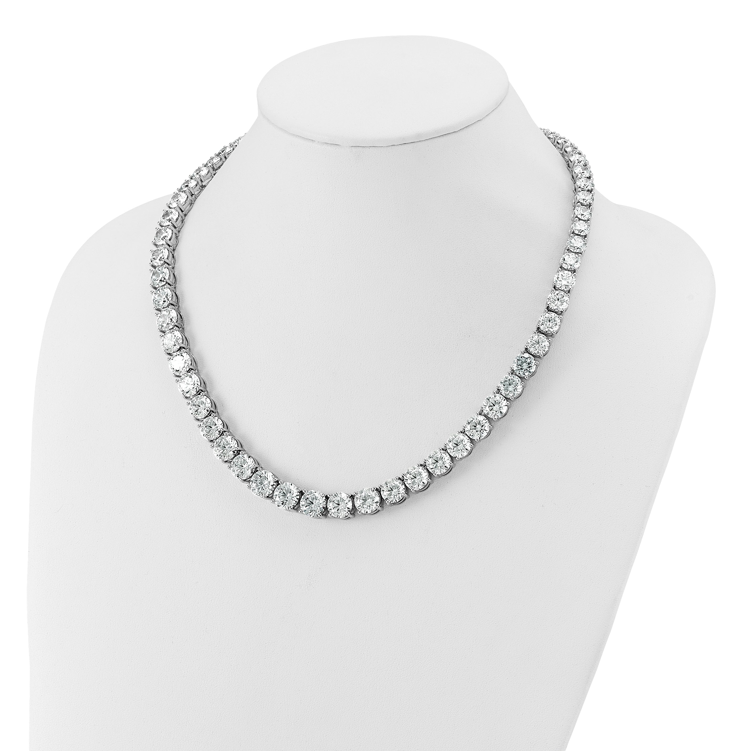 14k White Gold 100 3/4 carat Lab Grown Diamond VS+ F+ Complete Round 20 inch Graduated Tennis Necklace