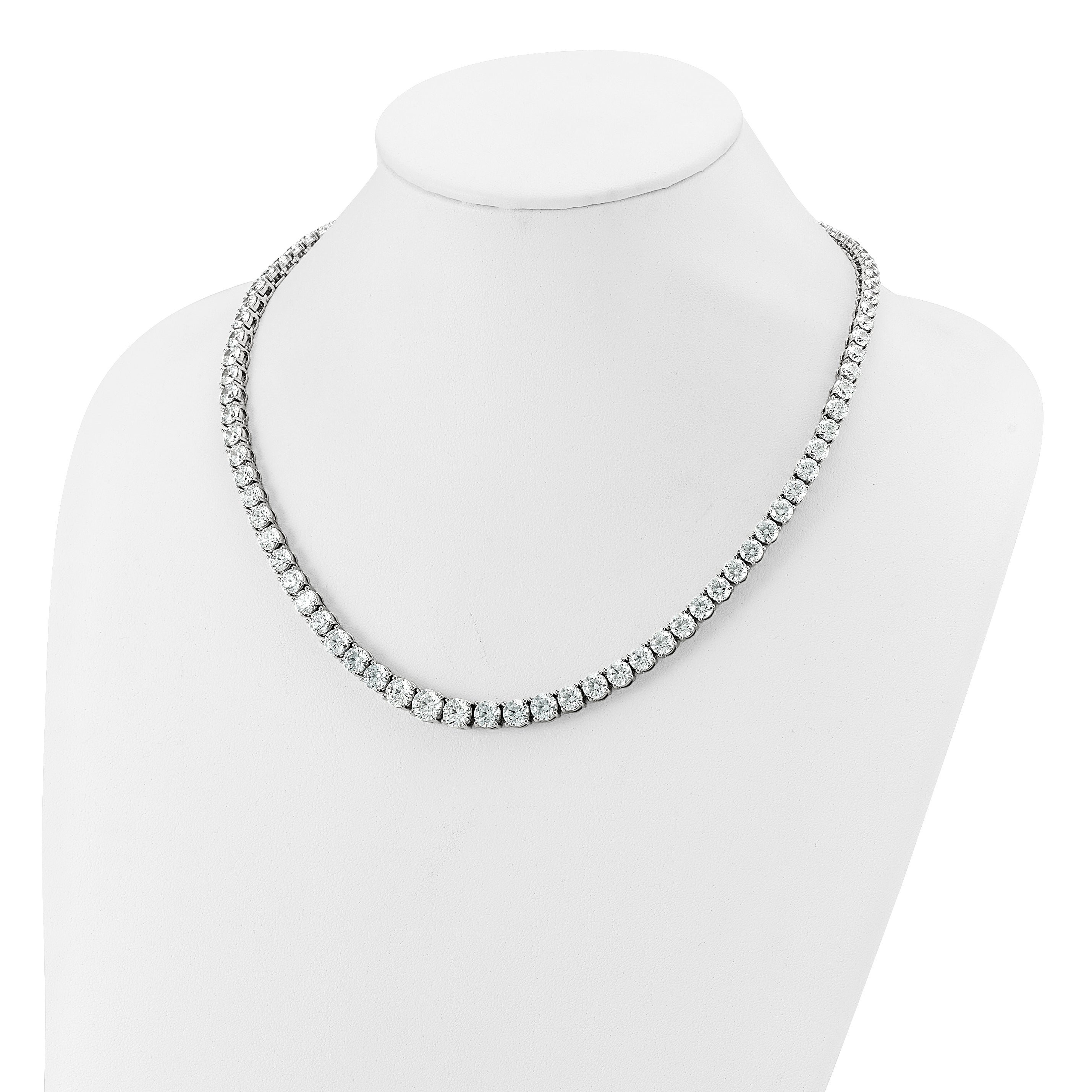14k White Gold 50 7/8 carat Lab Grown Diamond VS+ F+ Complete Round 20 inch Graduated Tennis Necklace