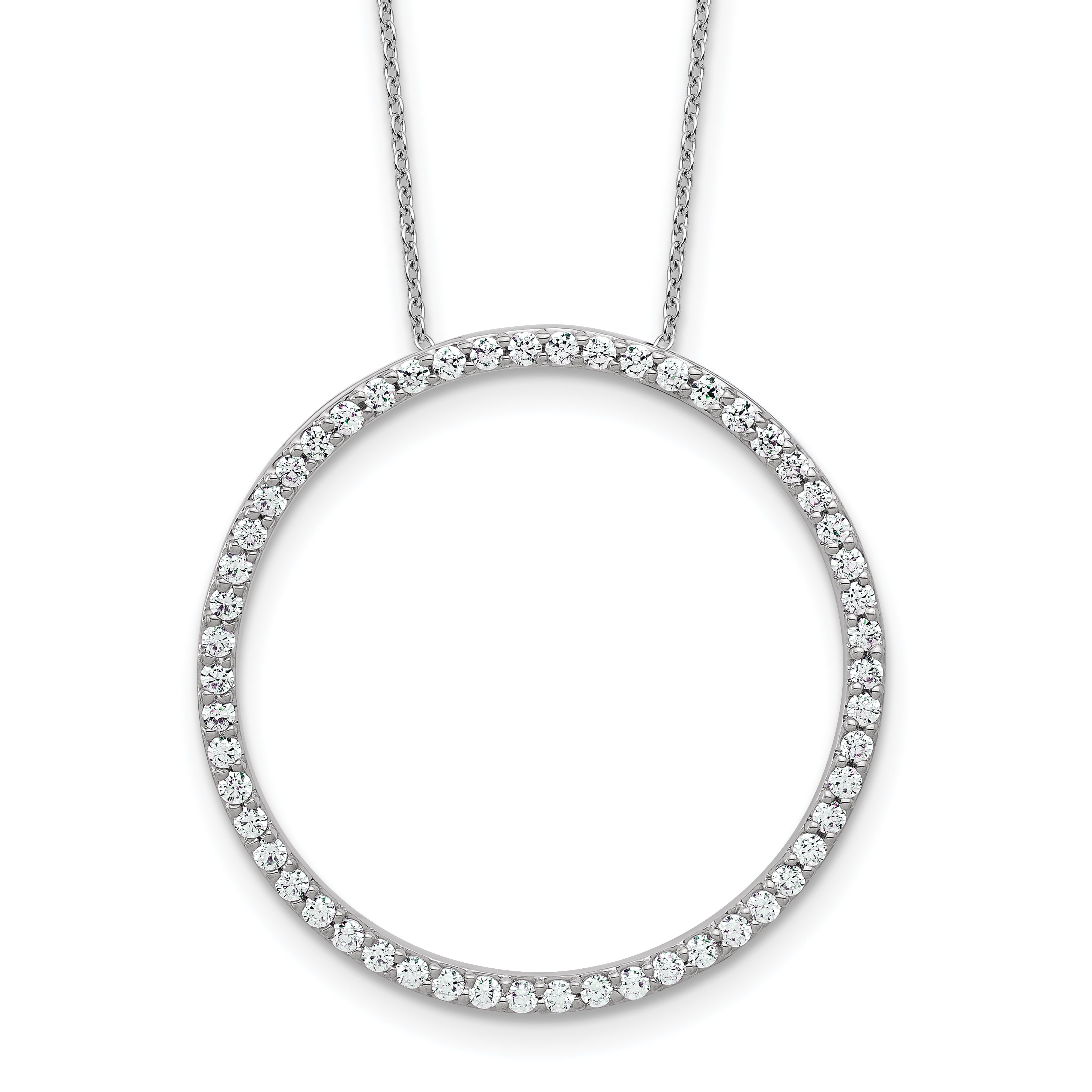 14k White Gold 1 carat Lab Grown Diamond VS/SI+ G+ Complete 18 inch Circle Slide Necklace