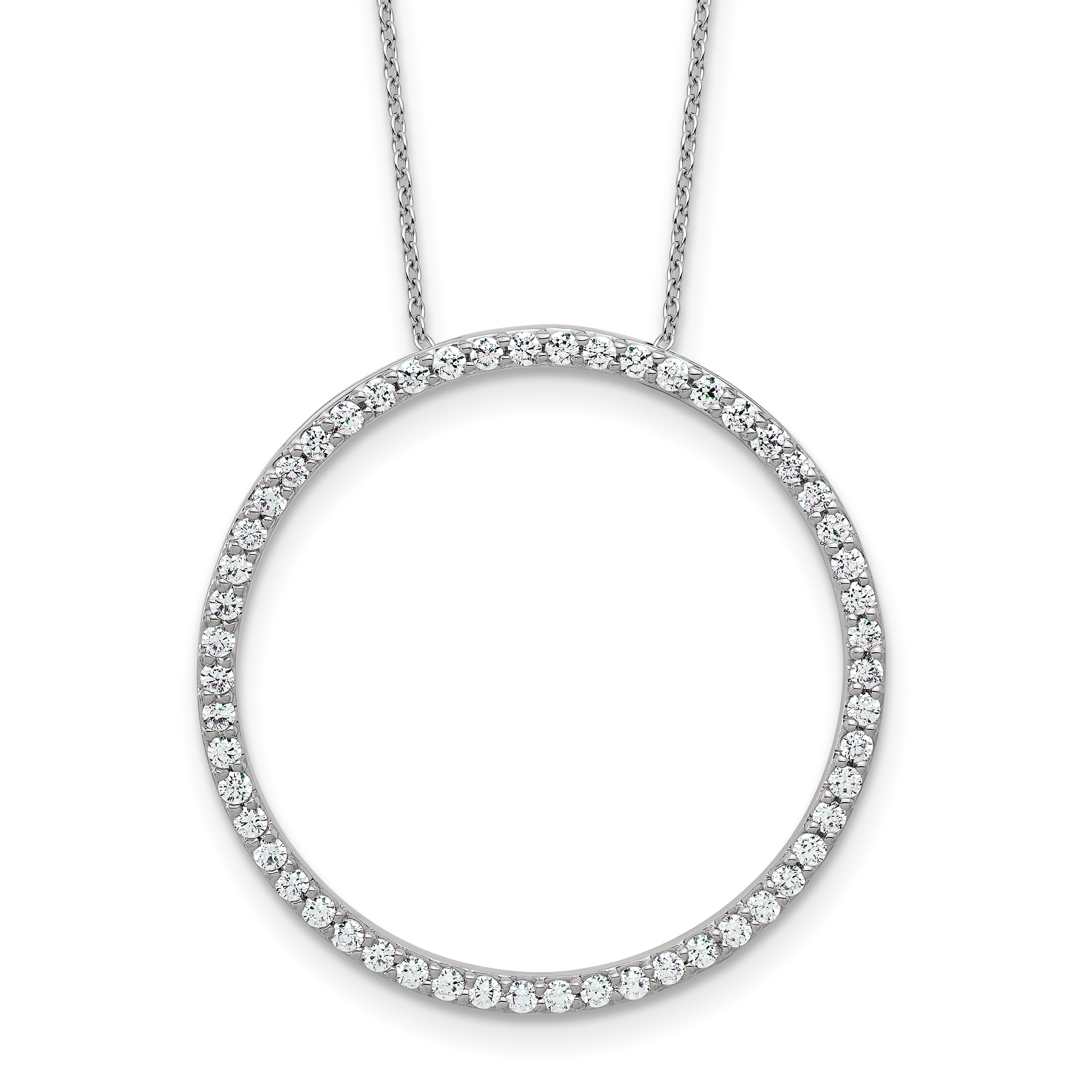 14k White Gold 1 carat Lab Grown Diamond VS+ F+ Complete 18 inch Circle Slide Necklace