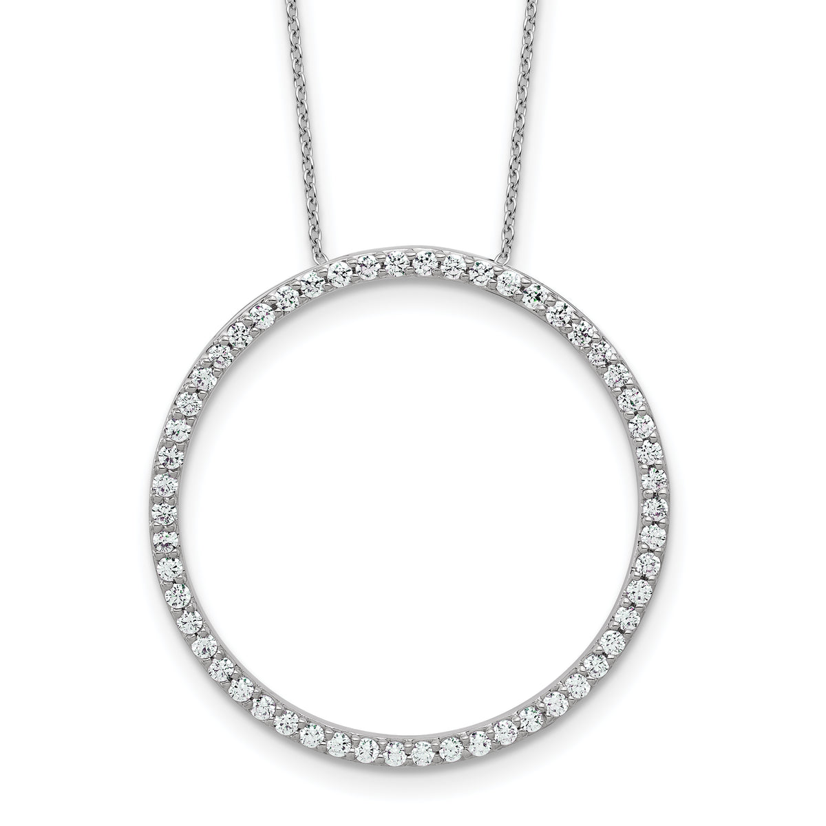 14k White Gold 1 carat Lab Grown Diamond VS+ F+ Complete 18 inch Circle Slide Necklace