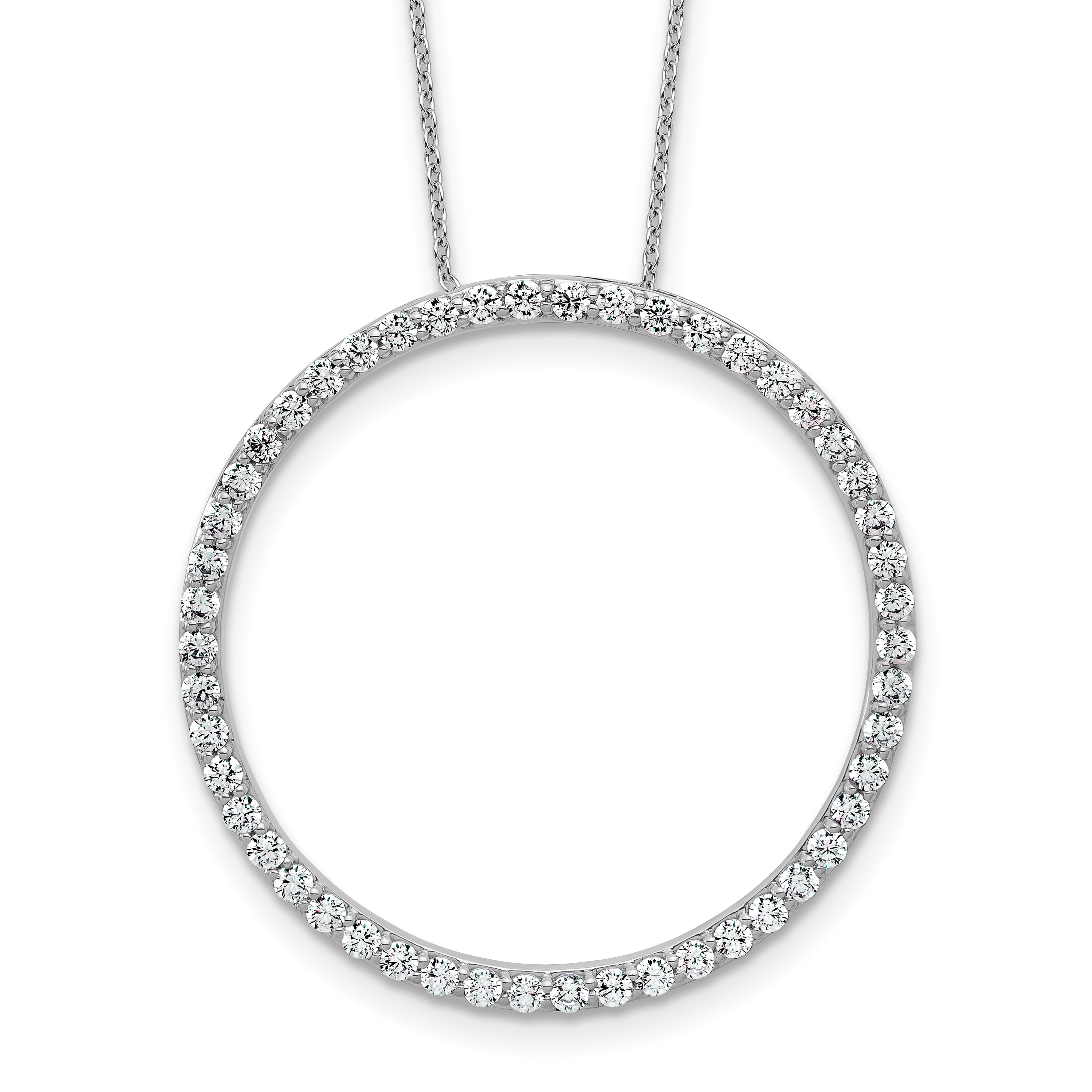 14k White Gold 1 1/2 carat Lab Grown Diamond VS+ F+ Complete 18 inch Circle Slide Necklace